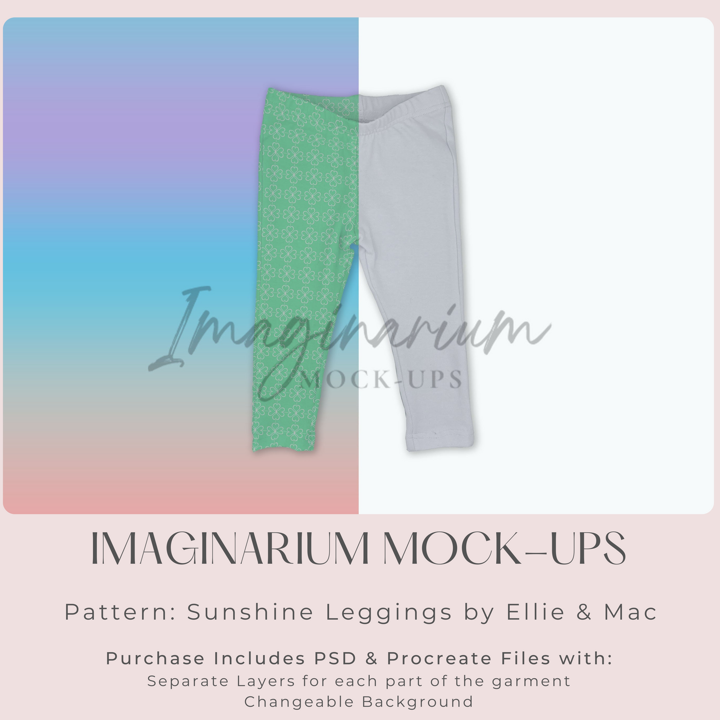 Elastic Waist Leggings Mock Up, Realistic Clothing Mockup for Photoshop and Procreate