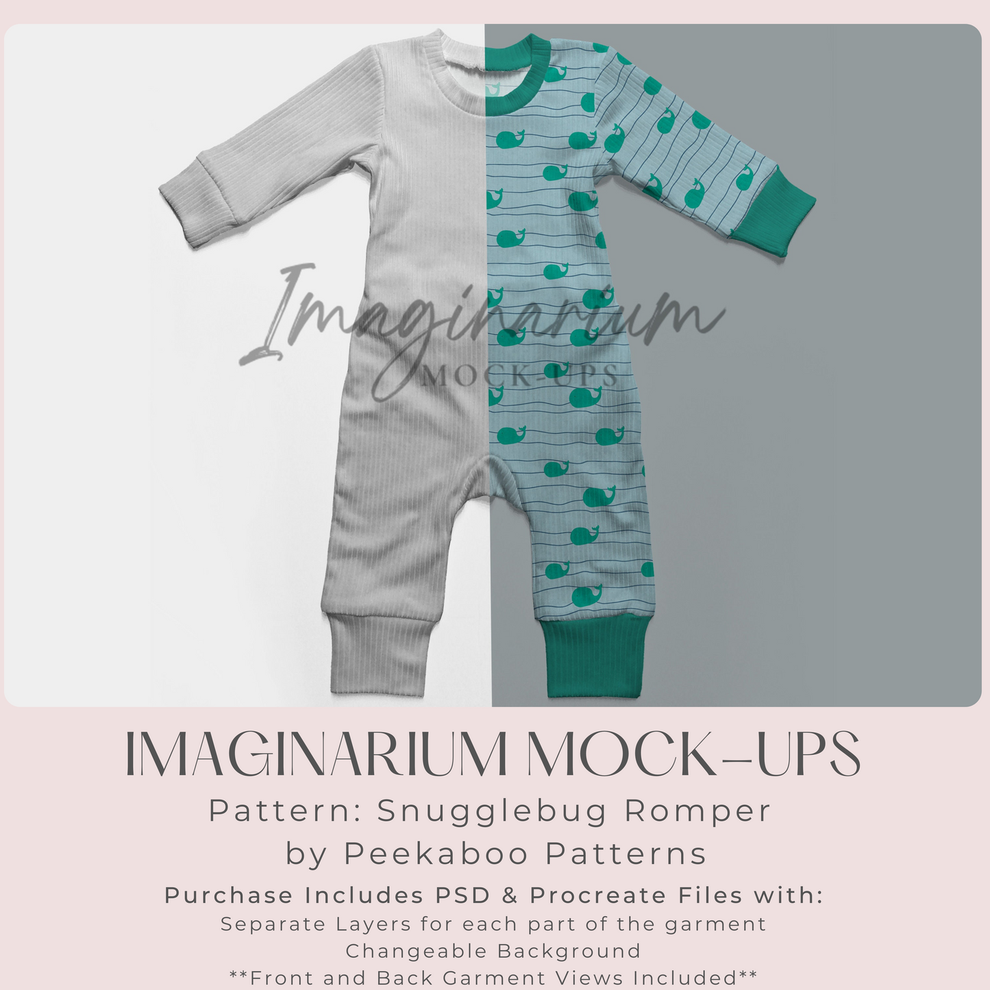 Envelope Back Snugglebug Romper Romper Mock Up, Realistic Clothing Mockup for Photoshop and Procreate