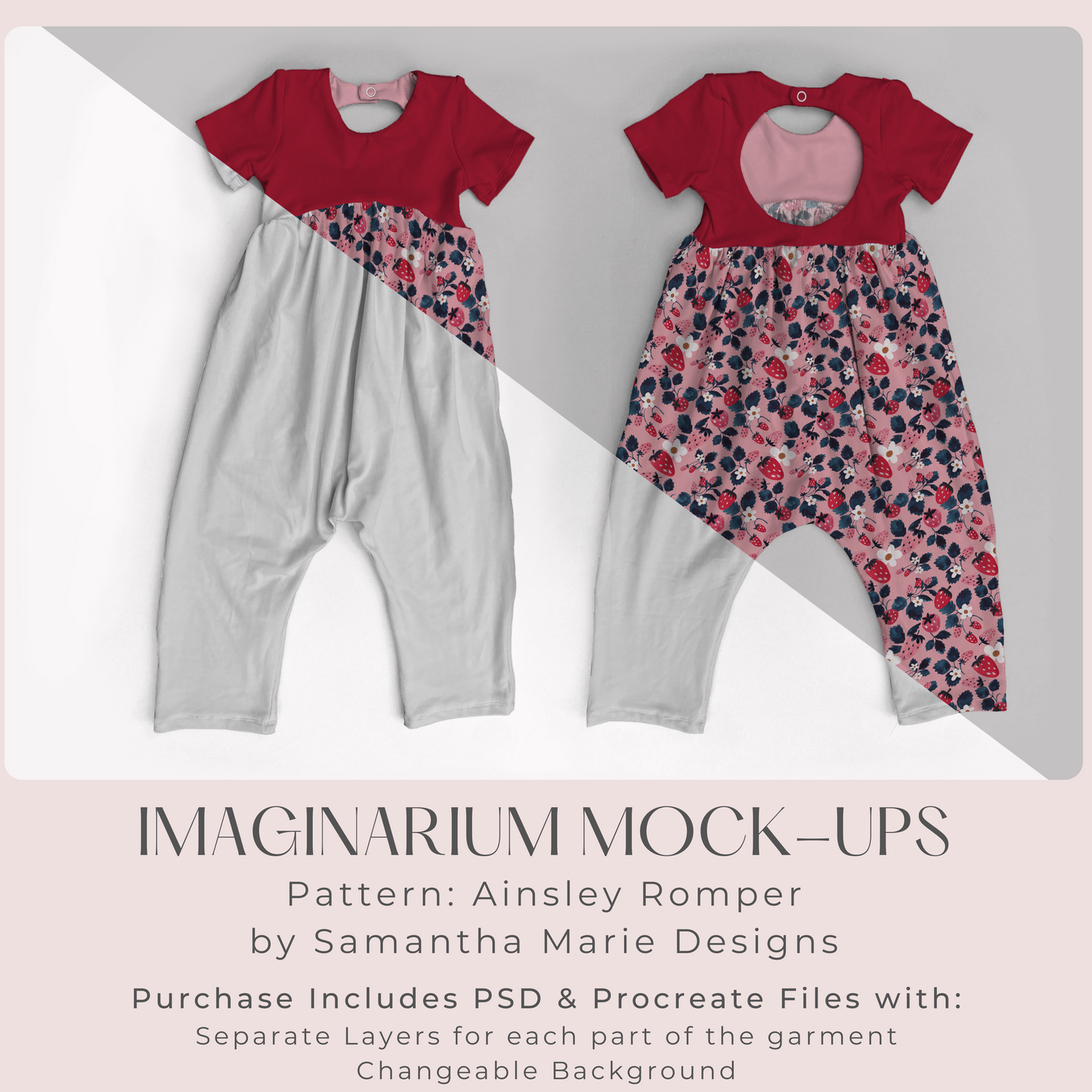 Pants Bubble Romper Mockup, Realistic Mock Up for Photoshop and Procreate