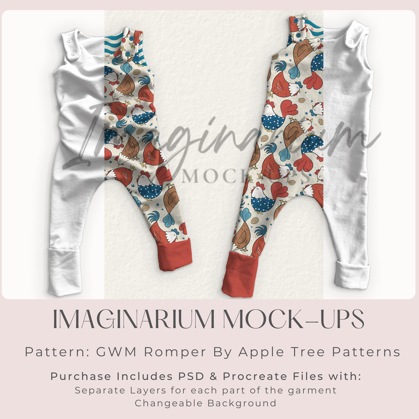 Grow With Me Romper Mock Up, Realistic Clothing Mockup for Photoshop and Procreate