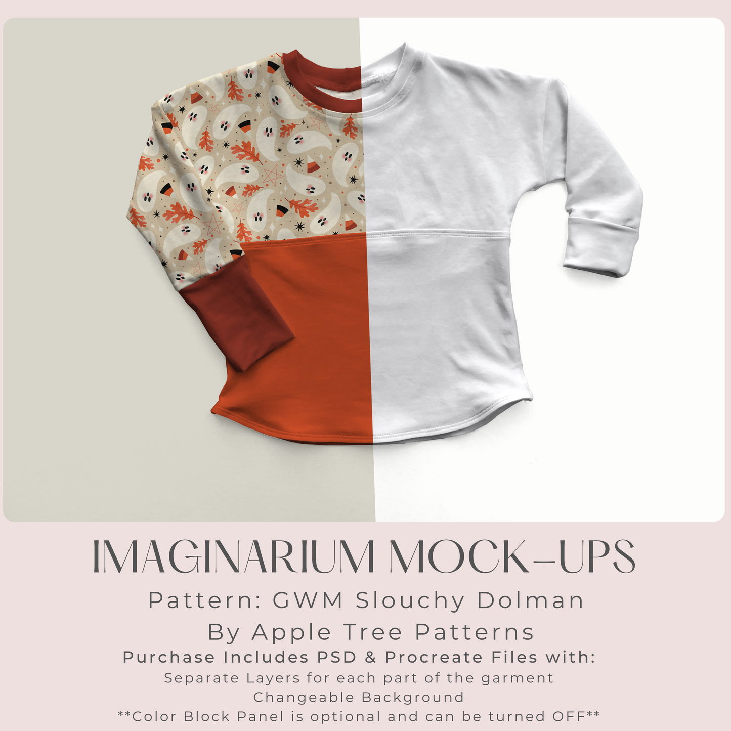 Grow With Me Long Sleeve Slouchy Dolman Mockup, Realistic Clothing Mock Up for Photoshop and Procreate