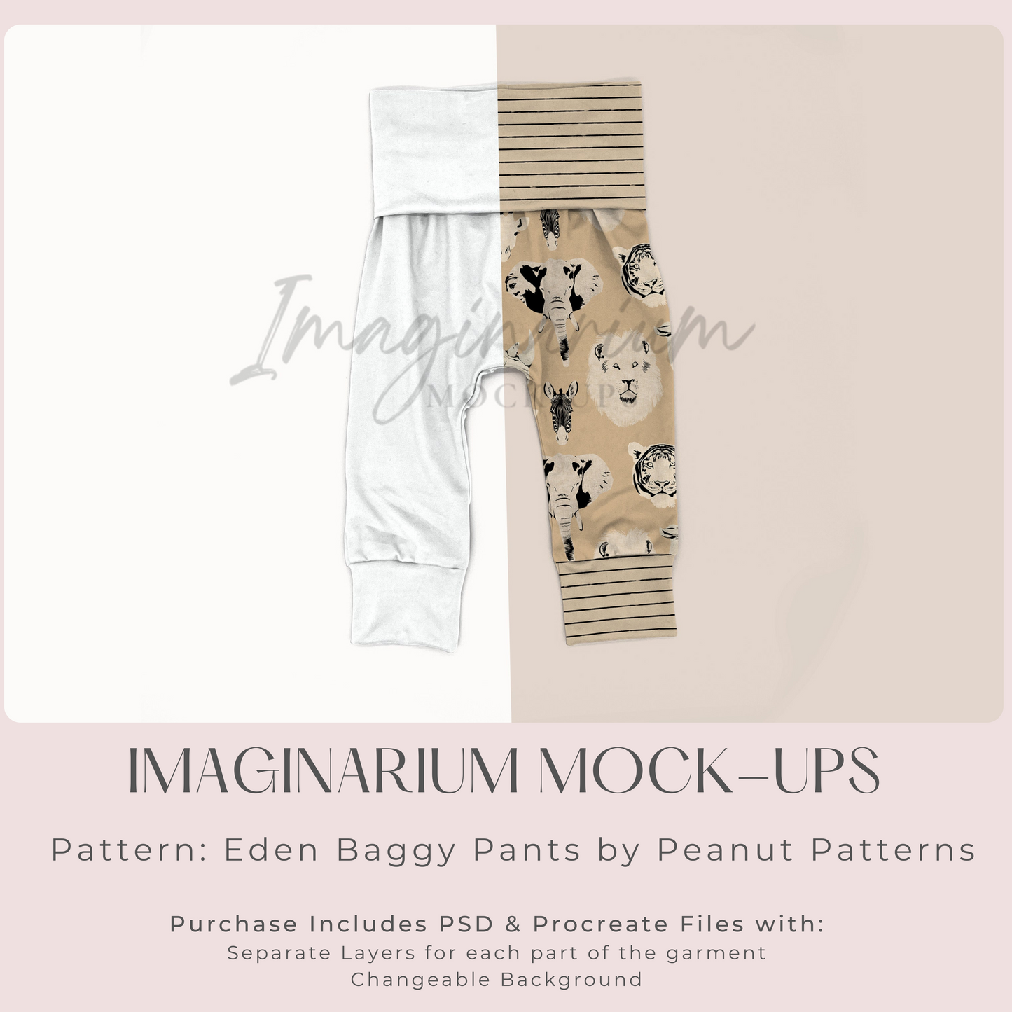 Folded Waist Harem Pants Mock Up, Realistic Clothing Mockup for Photoshop and Procreate