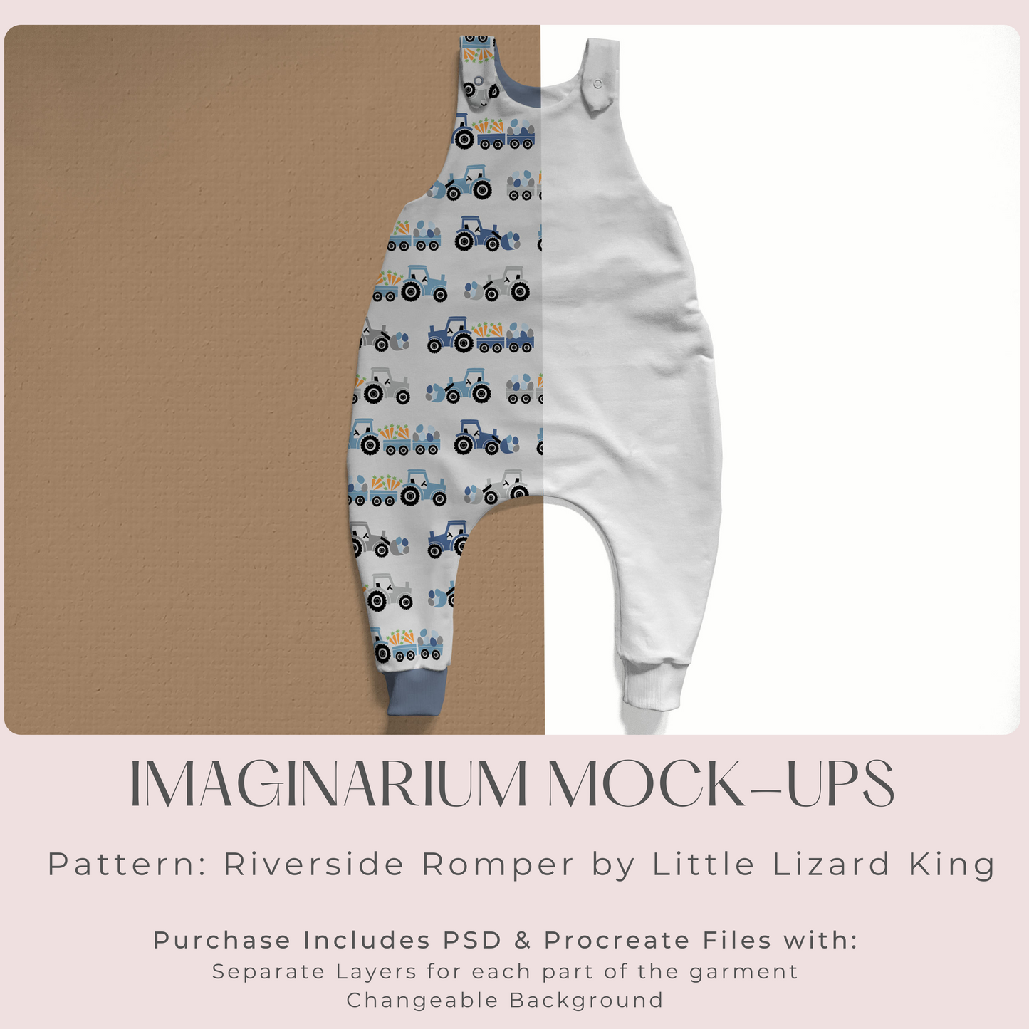 Harem Snap Overall Romper Mock Up, Riverside Romper Realistic Mockup for Photoshop and Procreate