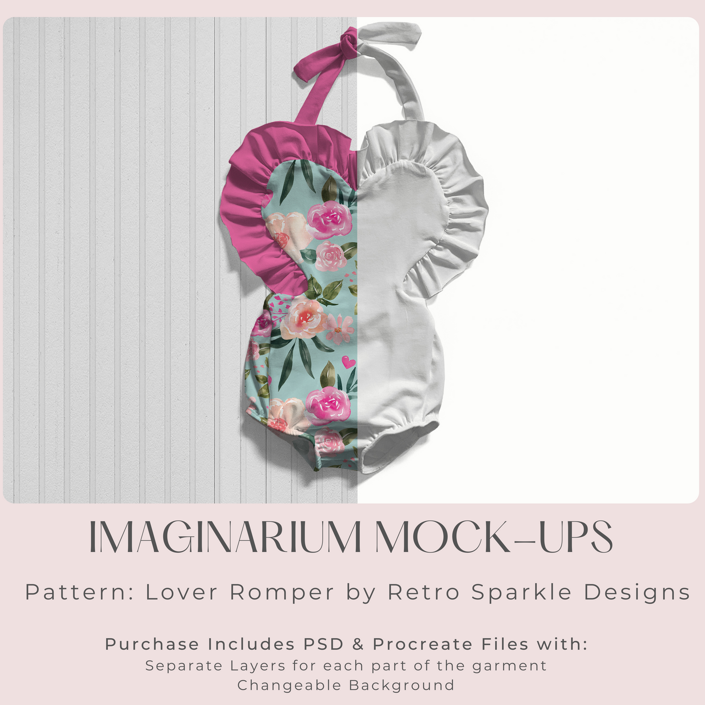 Heart Lover Romper Mock Up, Realistic Clothing Mockup for Photoshop and Procreate
