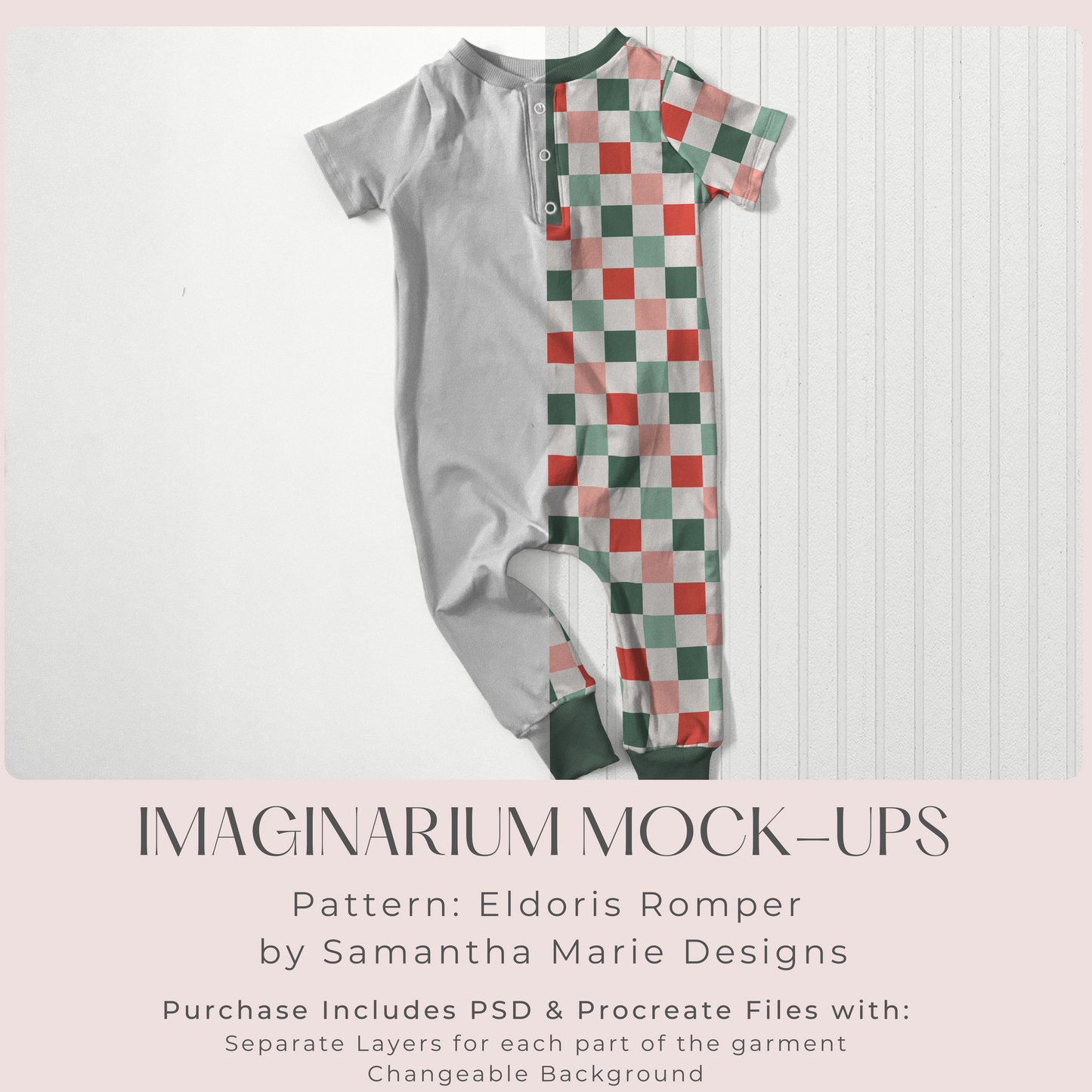 Henley Snap Eldoris Romper Mock Up, Realistic Clothing Mockup for Photoshop and Procreate