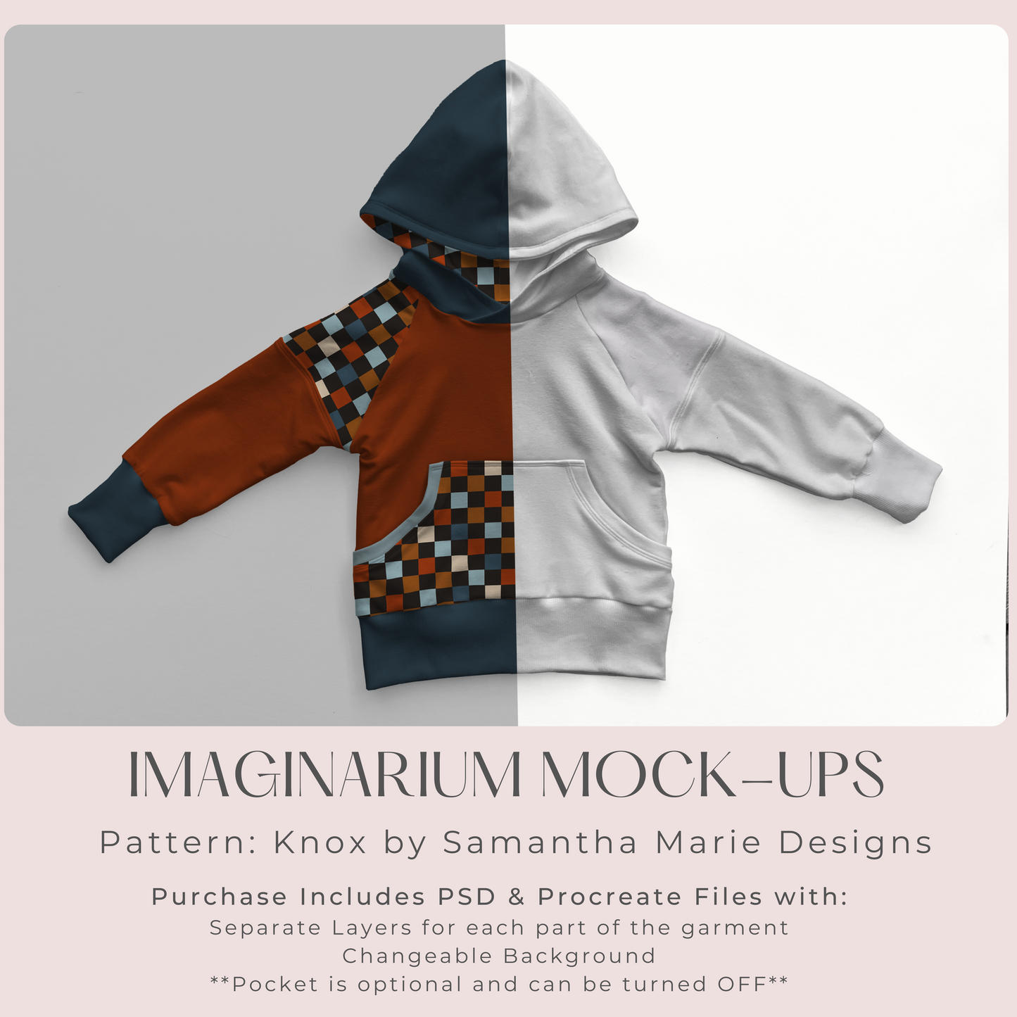 Hooded Raglan Knox Sweatshirt Mockup, Realistic Clothing Mock Up for Photoshop and Procreate