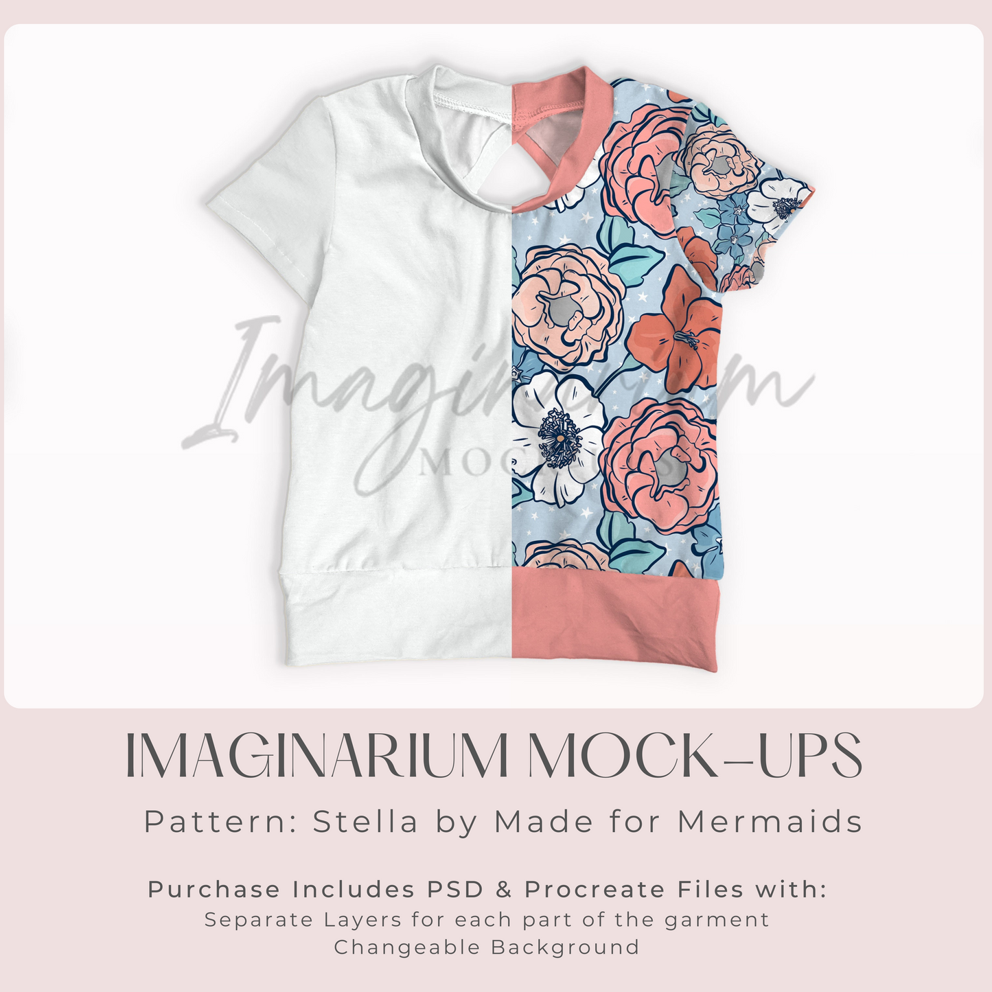 Keyhole Back Short Sleeve Shirt Mock Up, Realistic Mockup for Photoshop and Procreate