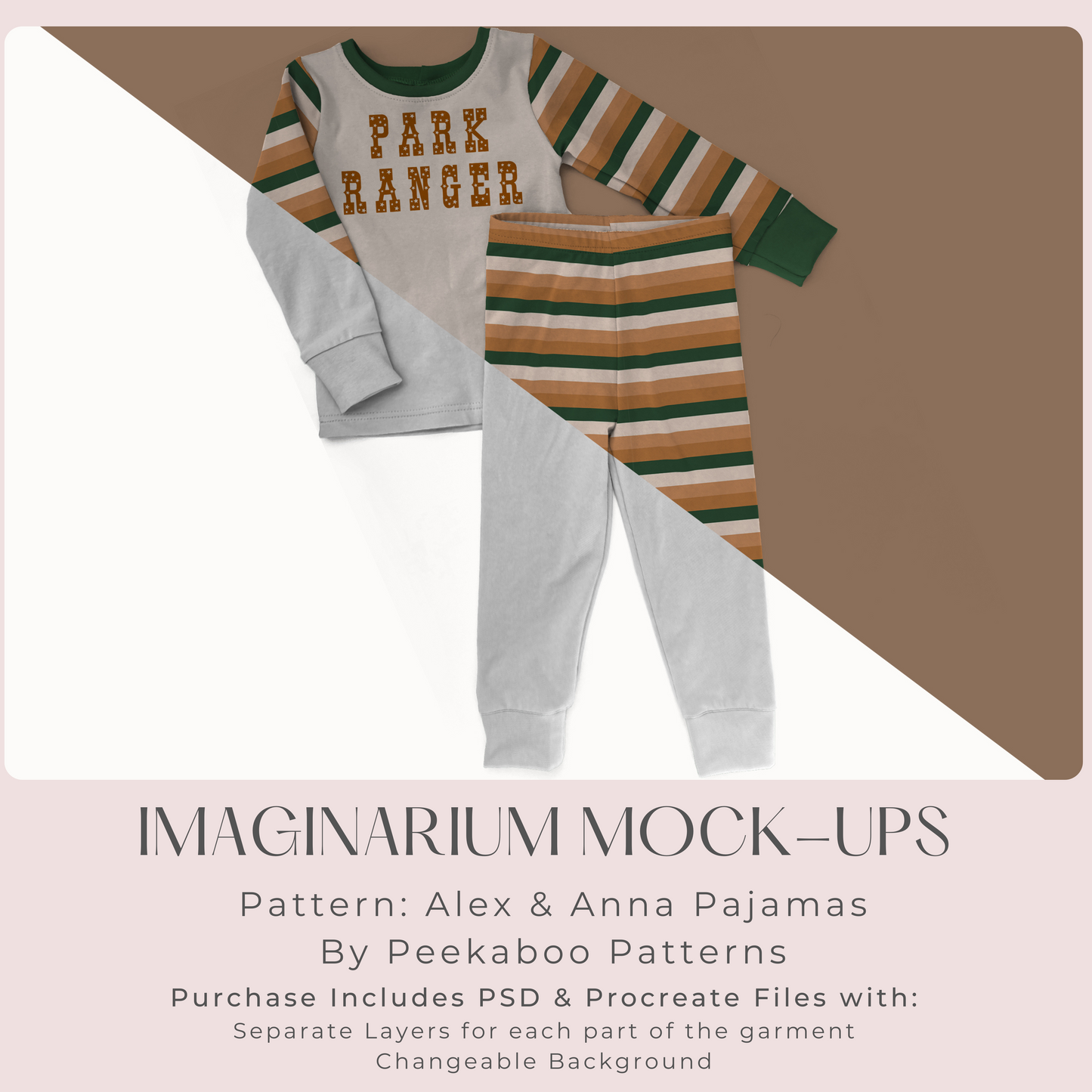 Kids Pajama Set Mock Up, Realistic Sleepwear Mockup for Photoshop and Procreate