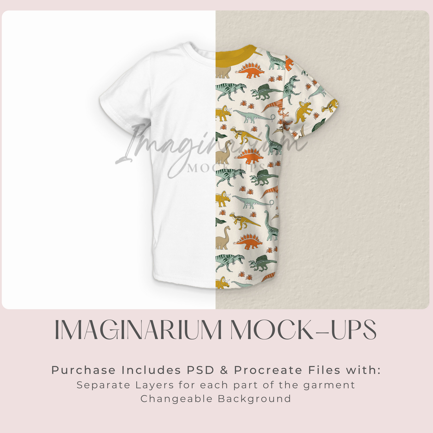 Basic Short Sleeve T-Shirt Mock Up, Realistic Mockup for Photoshop and Procreate