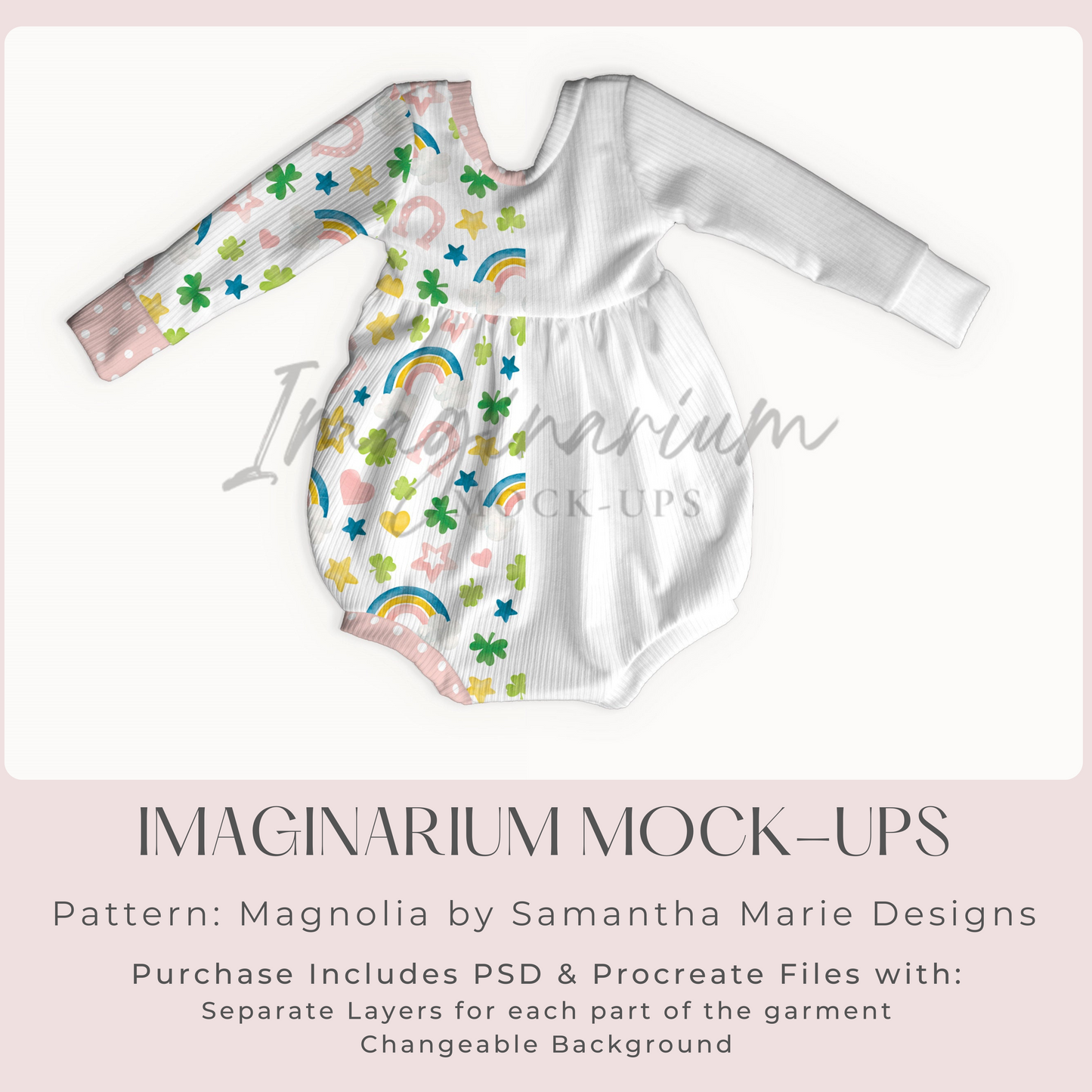 Long Sleeve Bubble Romper Mock Up, Realistic Clothing Mockup for Photoshop and Procreate