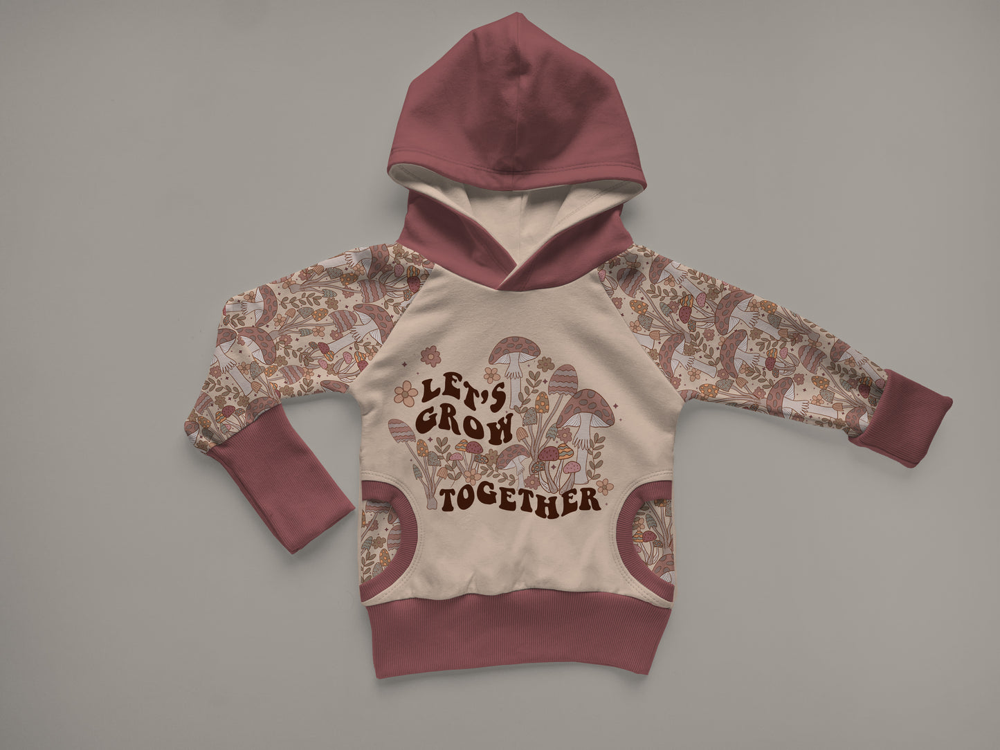 Grow With Me Bunny Hug Sweatshirt With Optional Pockets Mockup, Realistic Clothing Mock Up for Photoshop and Procreate