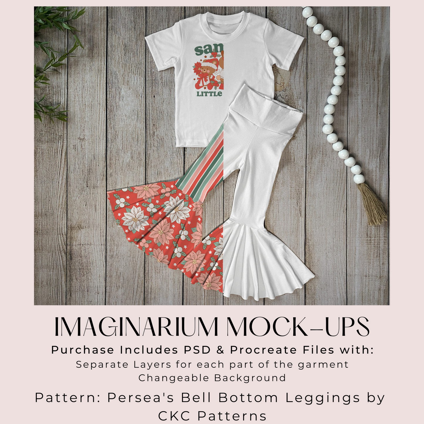 Bell Bottoms and Shirt Outfit Mock Up, Realistic Clothing Mockup for Photoshop and Procreate