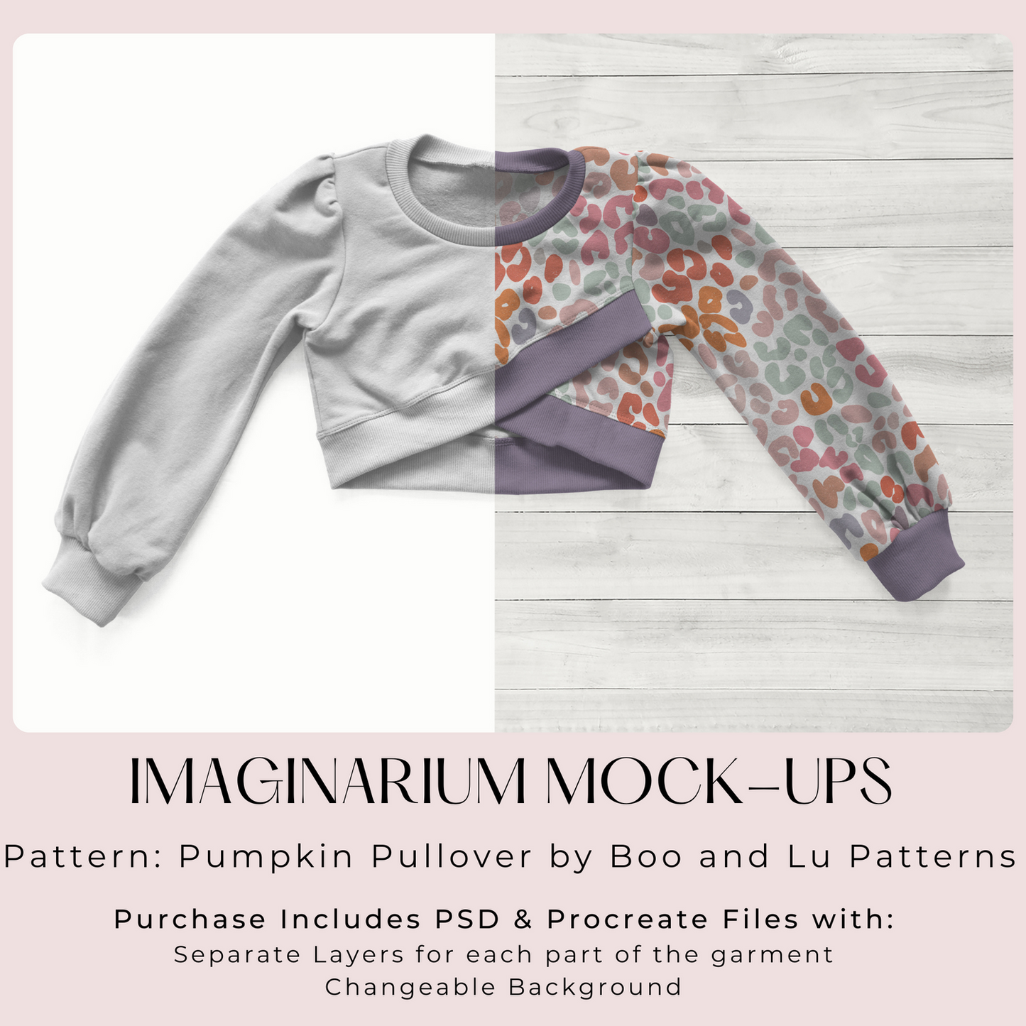 Tulip Front Long Sleeve Cropped Sweater Mock Up, Realistic Clothing Mockup for Photoshop and Procreate