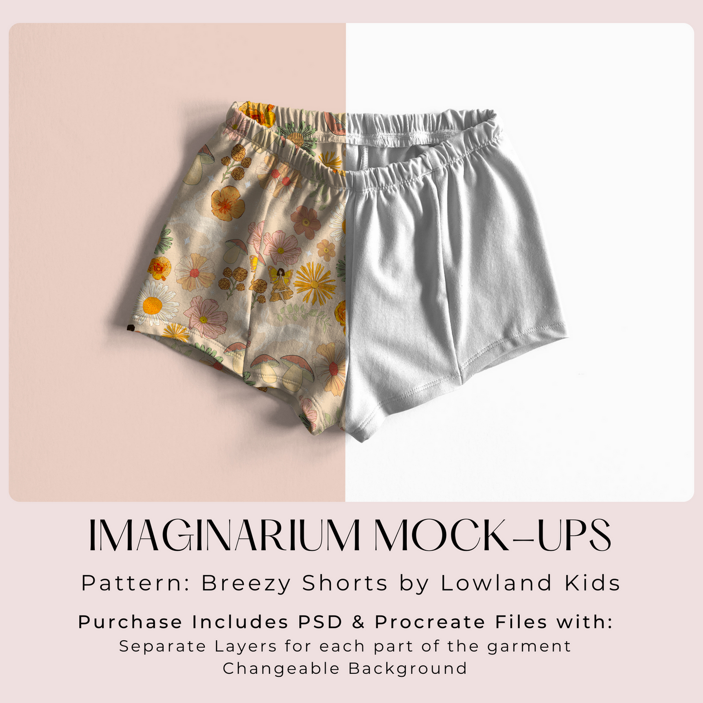 Breezy Shorts Mock Up, Realistic Clothing Mockup for Photoshop and Procreate
