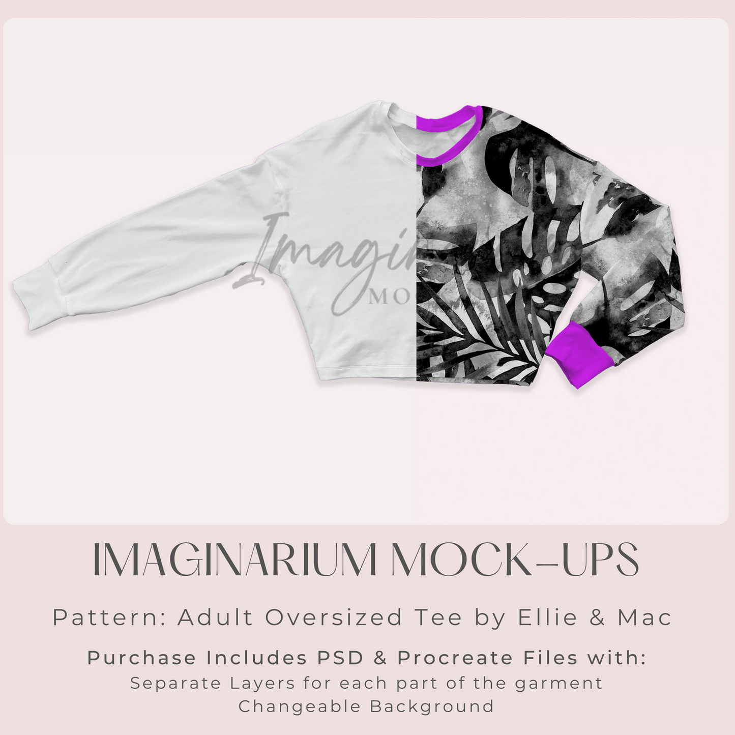 Adult Cropped Long Sleeve Shirt Mock Up, Realistic Mockup for Photoshop and Procreate
