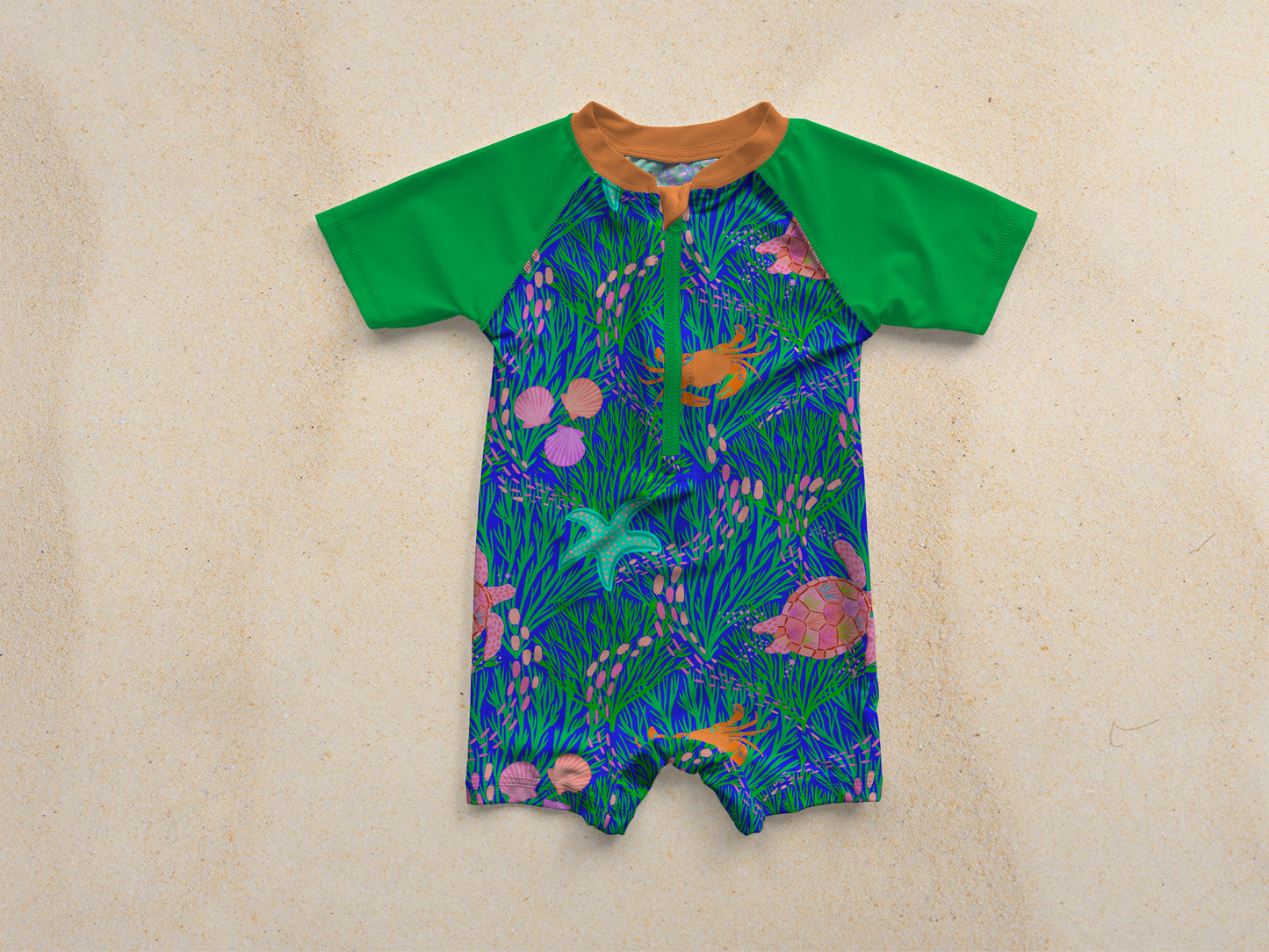 Rashguard Romper Short Sleeve Mock Up, Realistic Swimsuit Mockup for Photoshop and Procreate