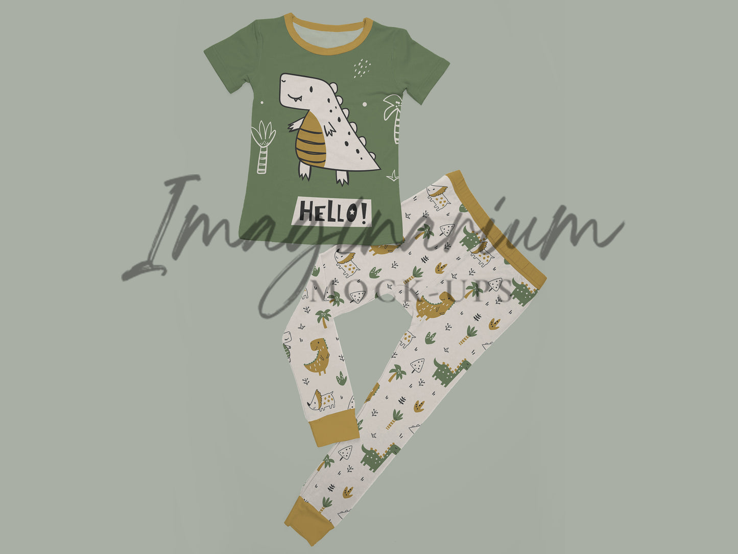 Short Sleeve Shirt and Pants Pajama Set Mockup, Realistic PJ Clothing Mock Up for Photoshop and Procreate
