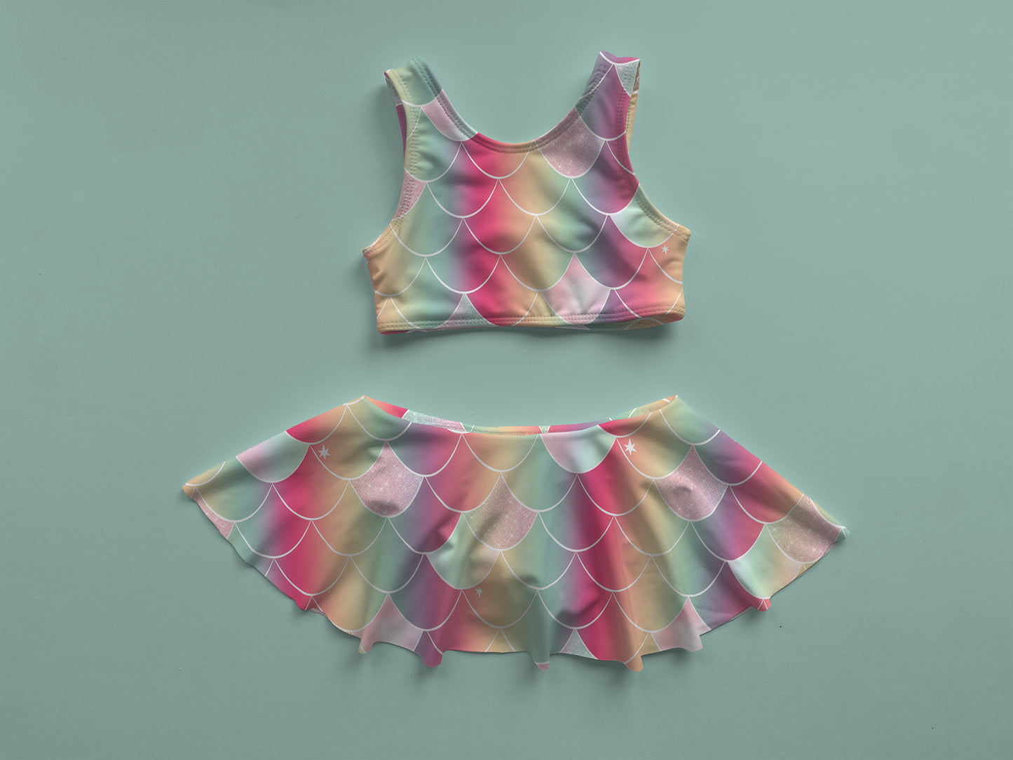 Skirted Two Piece Bahari Swimsuit Mockup, Realistic Swimwear Mock Up for Photoshop and Procreate