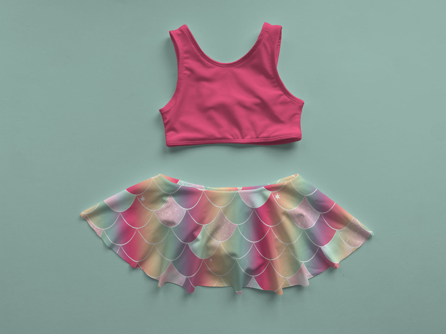 Skirted Two Piece Bahari Swimsuit Mockup, Realistic Swimwear Mock Up for Photoshop and Procreate