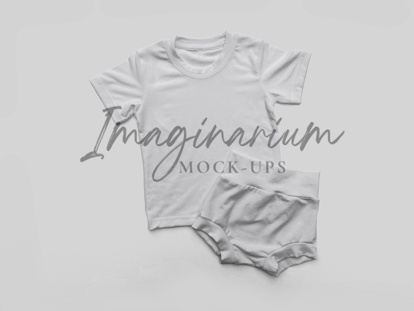 Bummies and Short Sleeve T-Shirt Outfit Mock Up, Realistic Clothing Mockup for Photoshop and Procreate