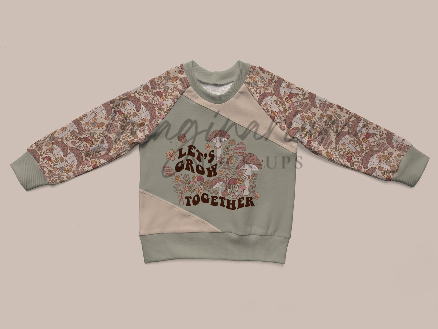 Long Sleeve Color Block Sweater Mock Up, Tamarack Top, Realistic Clothing Mockup for Photoshop and Procreate