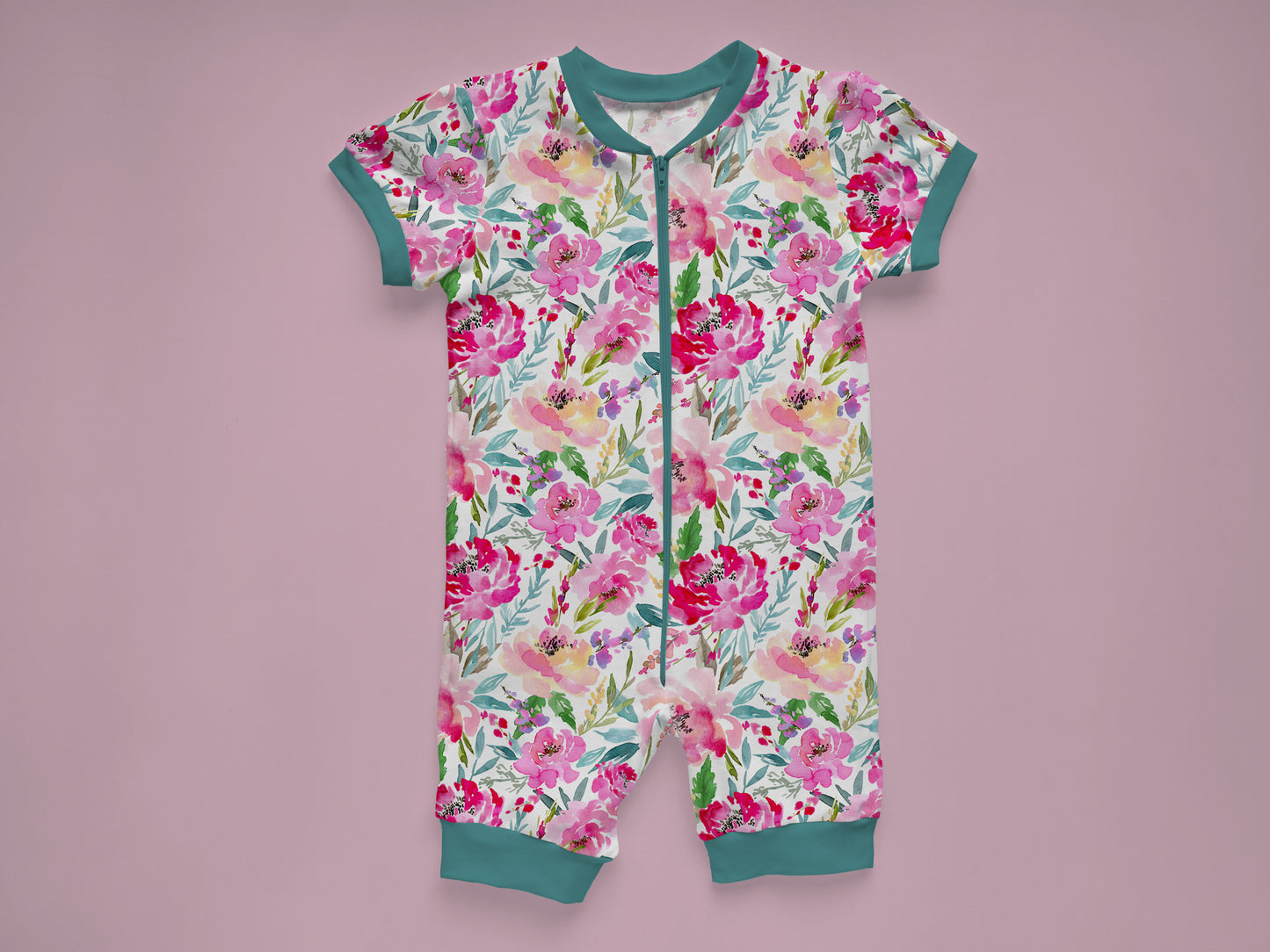 Shorts Zipper Sleeper Mock Up, Realistic Baby Pajama Mockup for Photoshop and Procreate