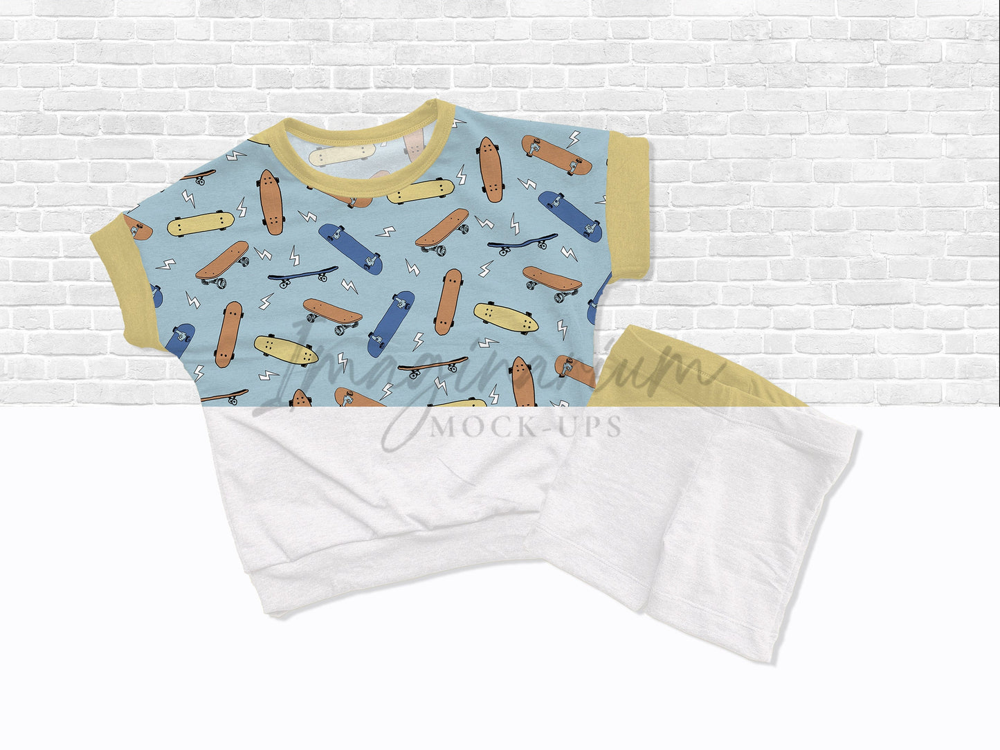 Short Sleeve Dolman Shirt and Bike Shorts Outfit Mock Up, Realistic Clothing Mockup for Photoshop and Procreate