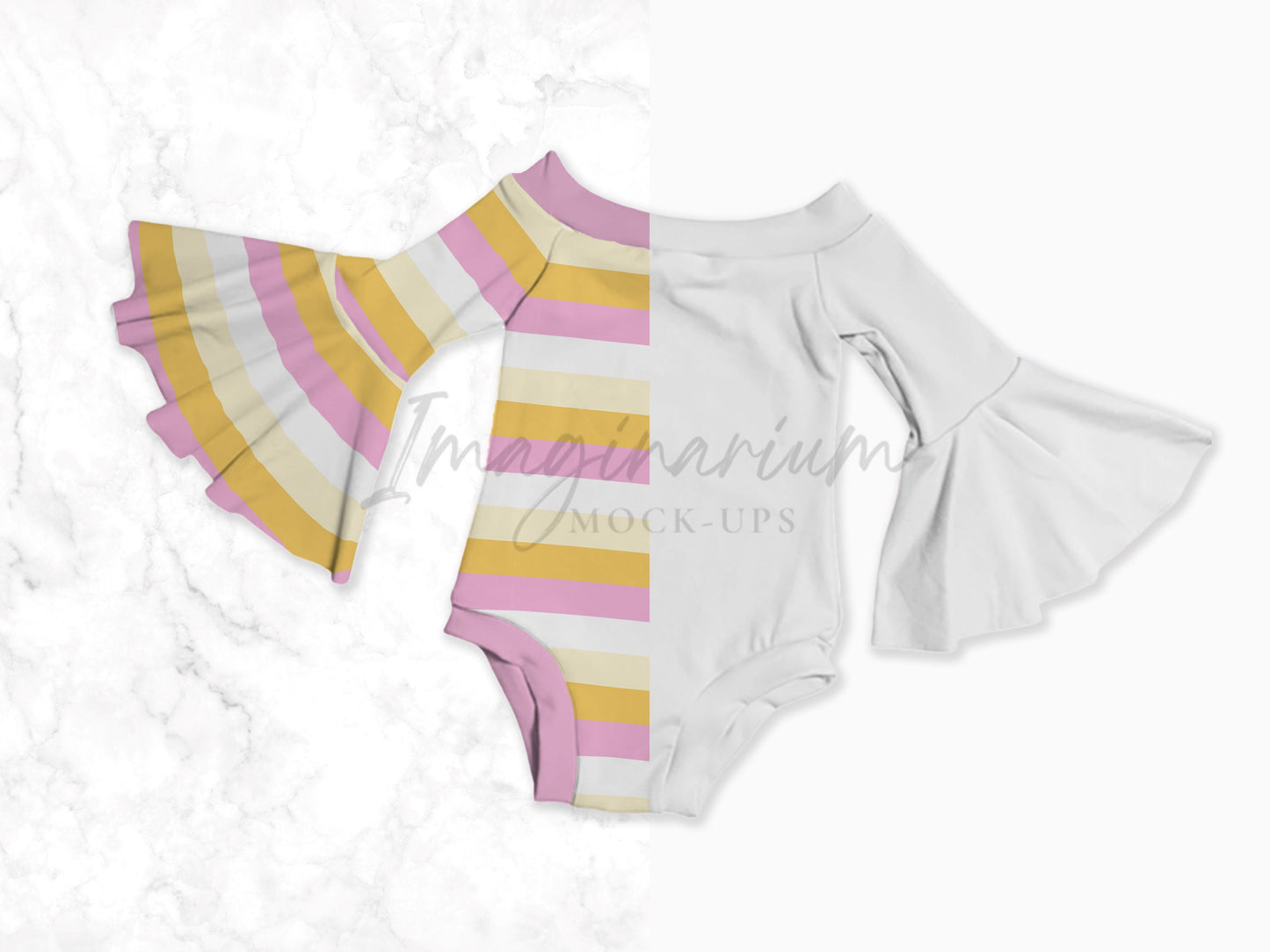 Off Shoulder Bell Sleeve Leotard Mock Up, Realistic Clothing Mockups for Photoshop and Procreate