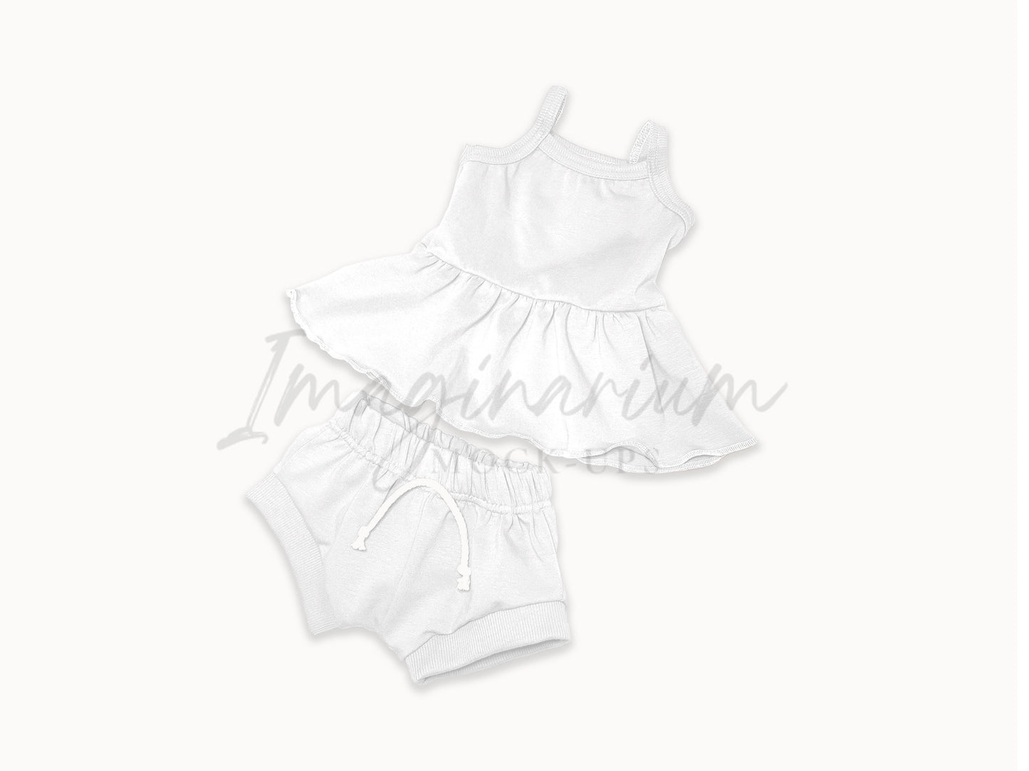 Summer Lounge Outfit Mock Up, Peplum Tank and Shorts, Realistic Mockup for Photoshop and Procreate