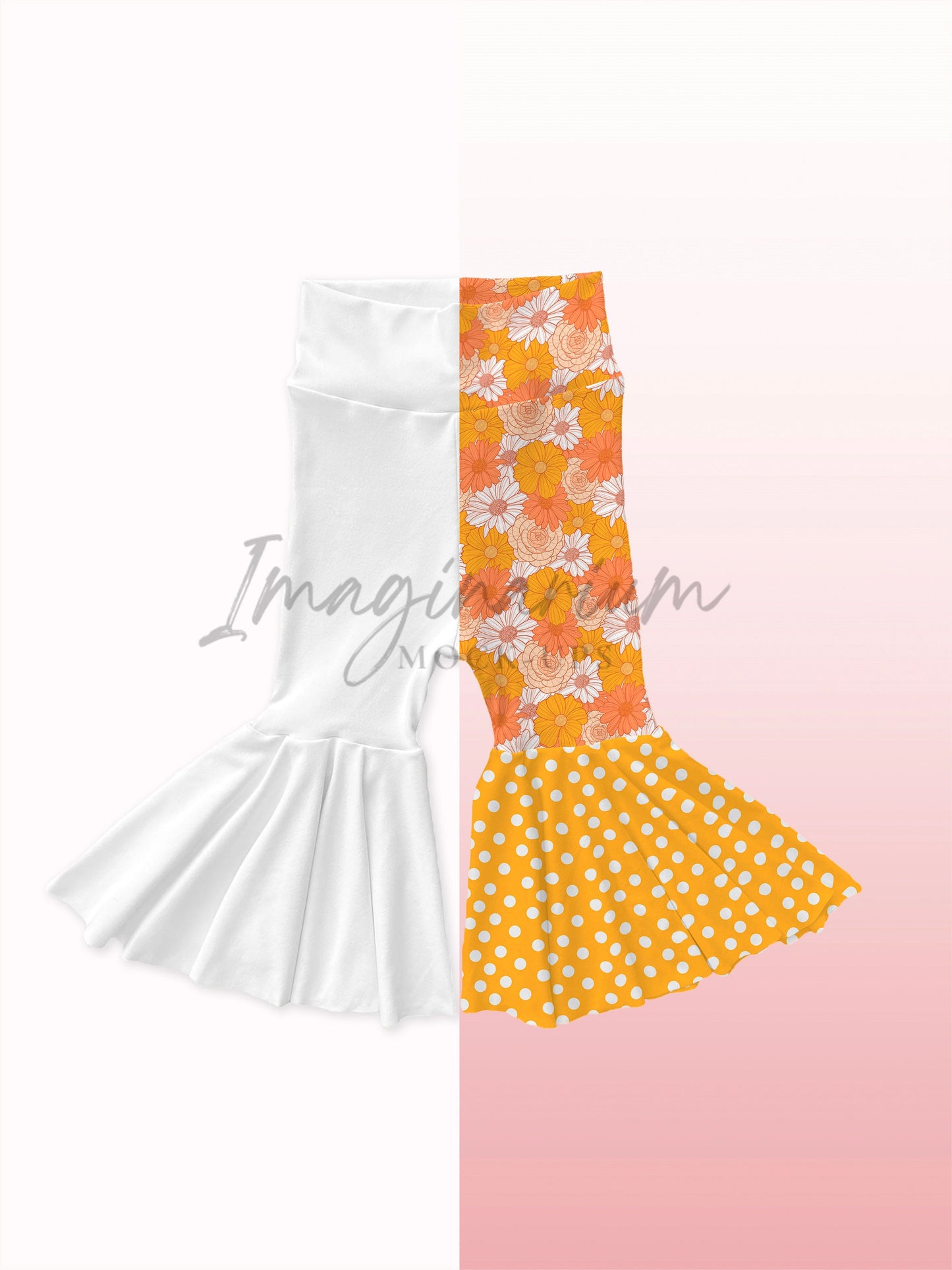Yoga Waist Bell Bottoms Mock Up, Realistic Pants Mockup for Photoshop and Procreate