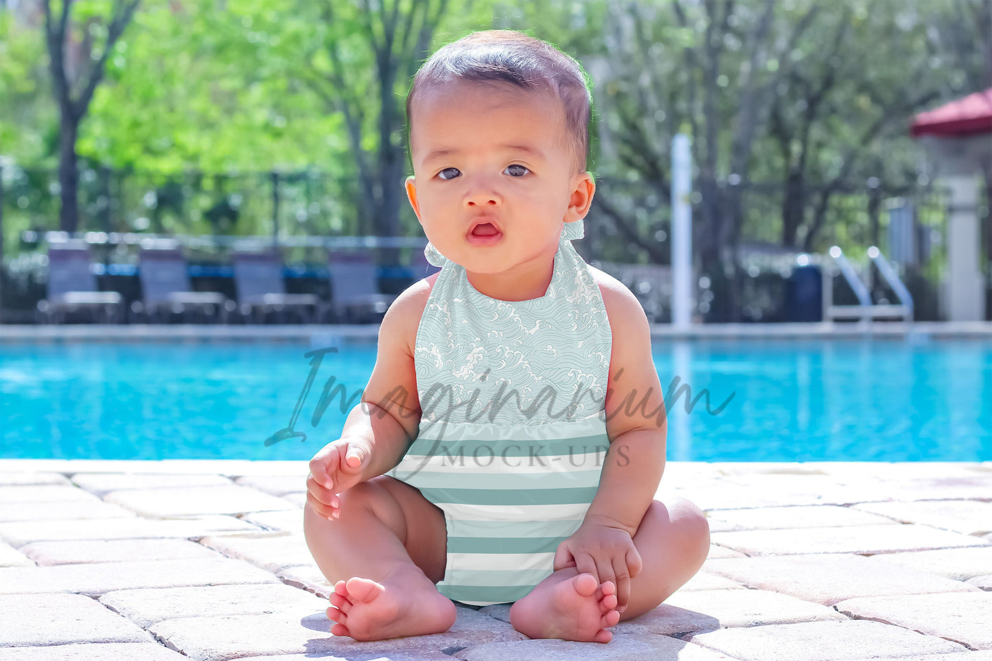 Modeled Bubble Romper Swimsuit Mock Up, Realistic Clothing Mockup for Photoshop and Procreate