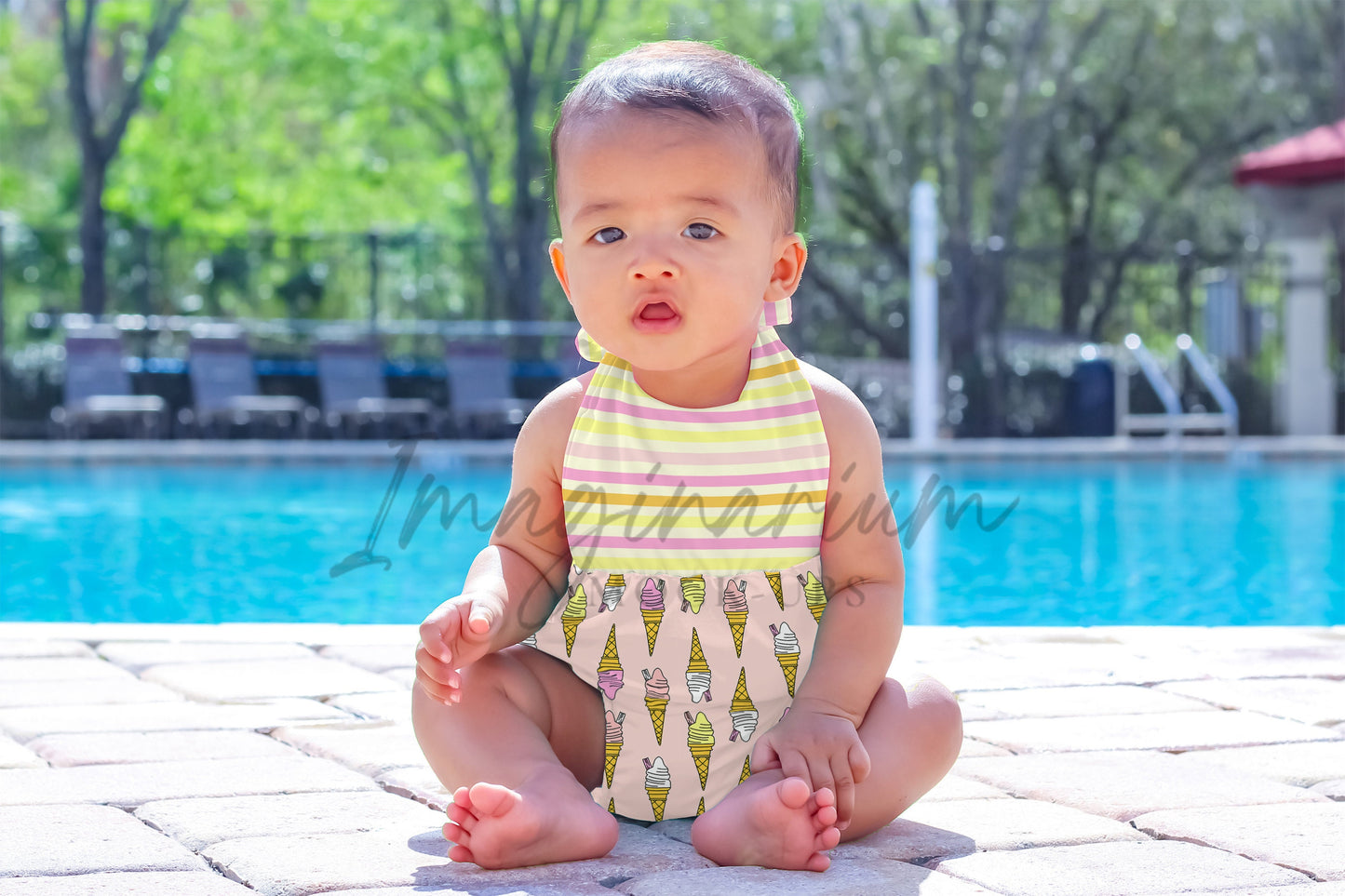 Modeled Bubble Romper Swimsuit Mock Up, Realistic Clothing Mockup for Photoshop and Procreate