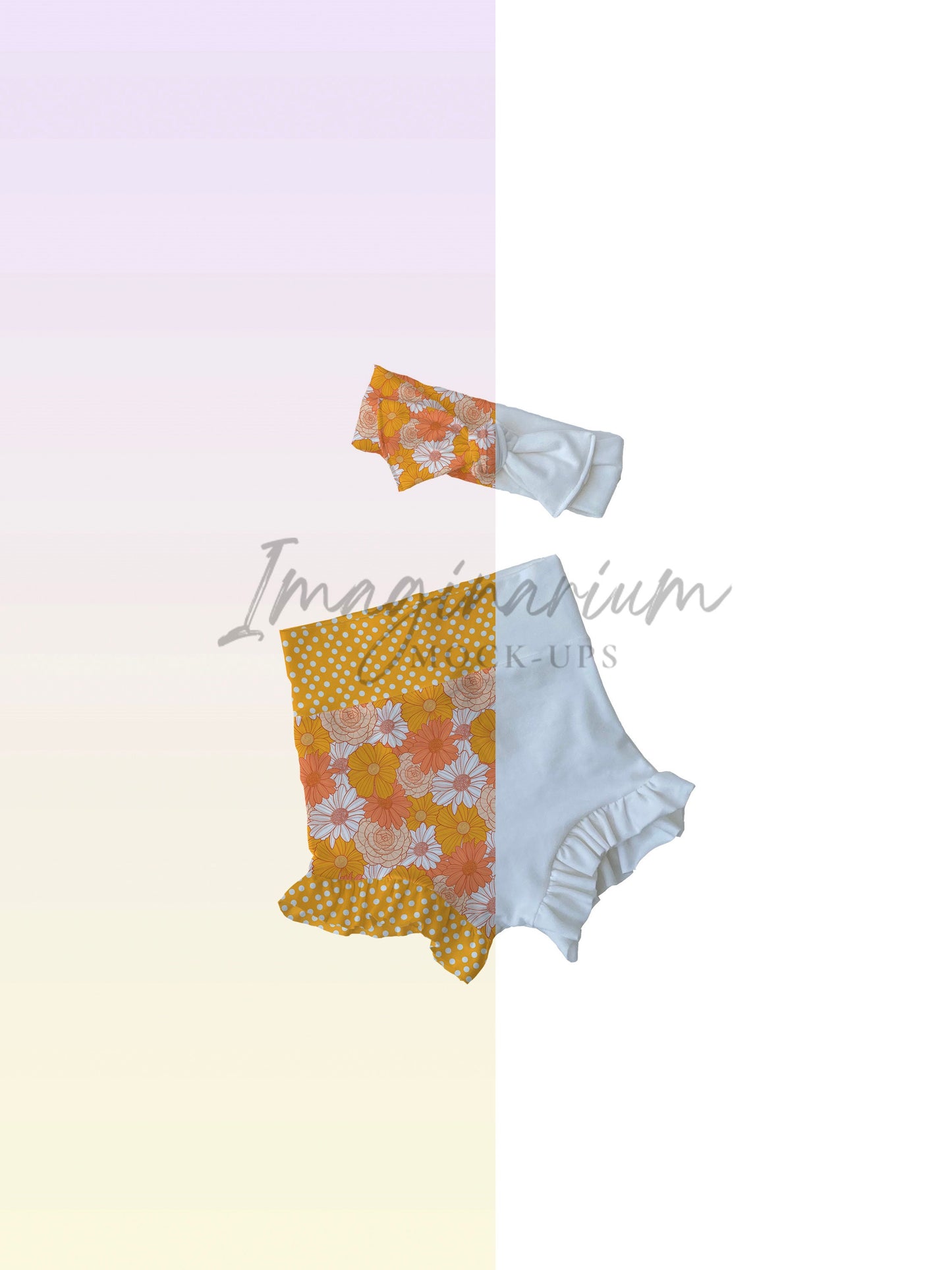 Ruffle Bummie and Wrap Bow Mock Up, Realistic Clothing Mockup for Photoshop and Procreate