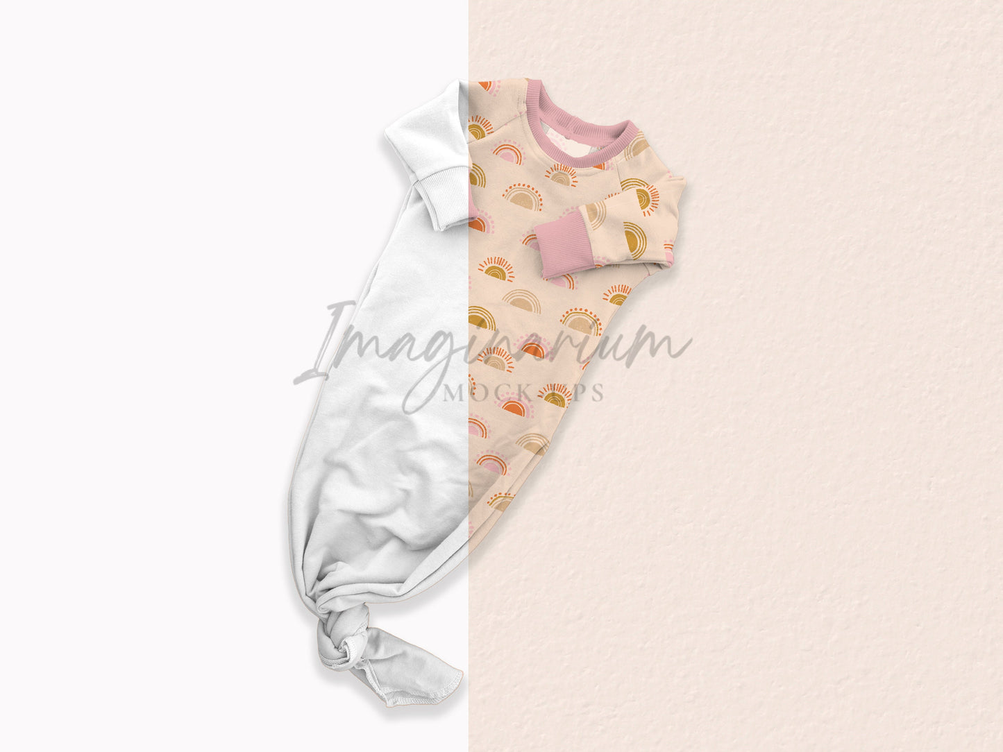 Knotted Baby Gown Mock Up, Realistic Clothing Mockups for Photoshop and Procreate