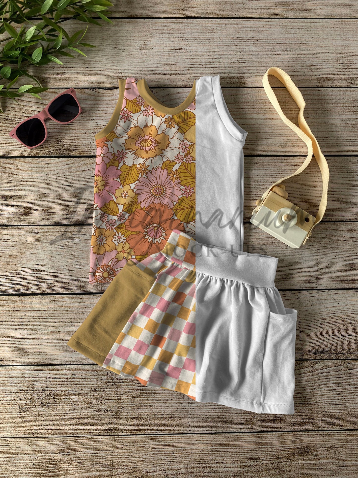 Pocket Skirt and Tank top Outfit Mock Up, Realistic Clothing Mockup for Photoshop and Procreate