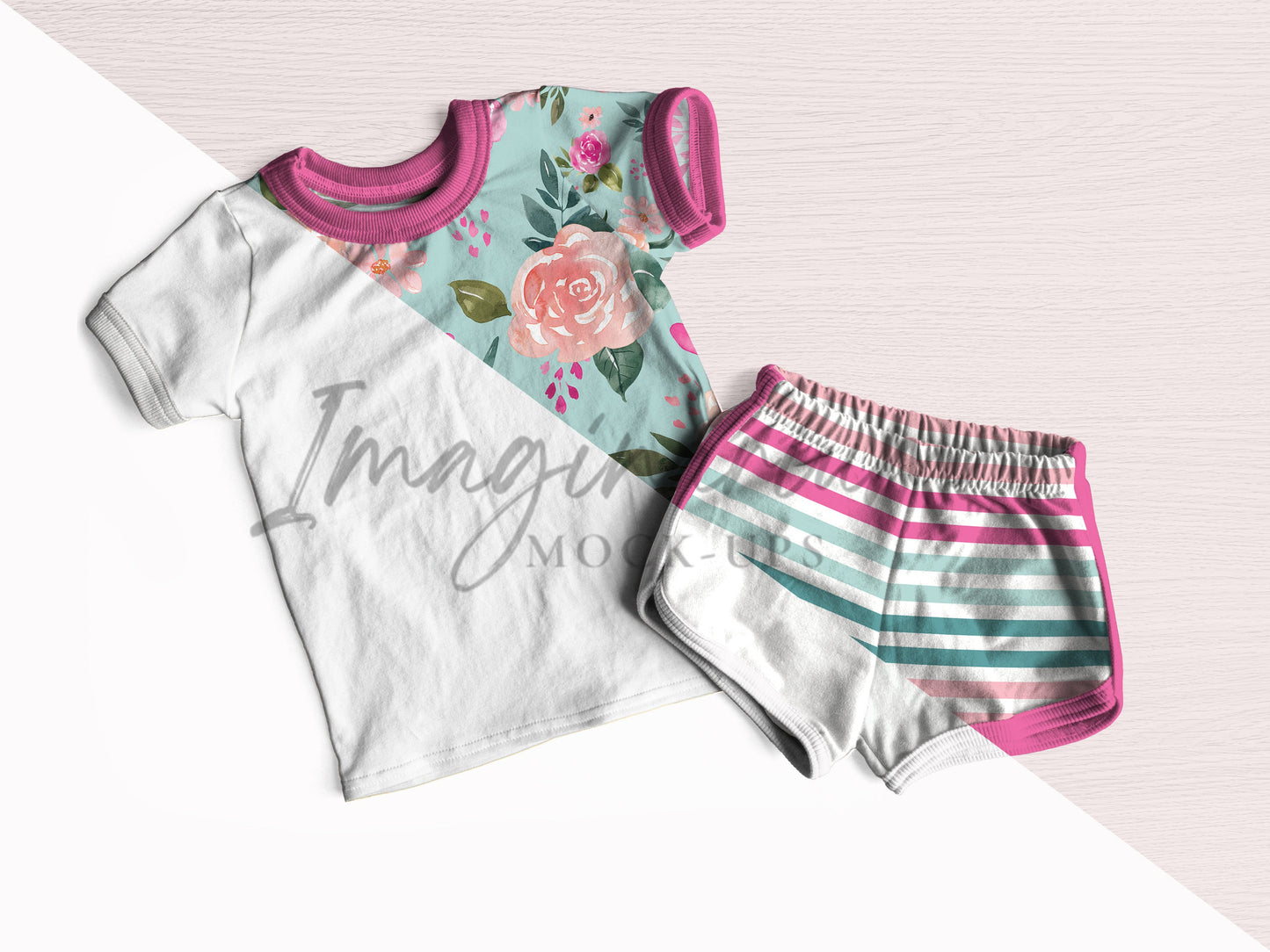 Track Shorts and Ringer Tee Outfit Mock Up, Realistic Clothing Mockup for Photoshop and Procreate