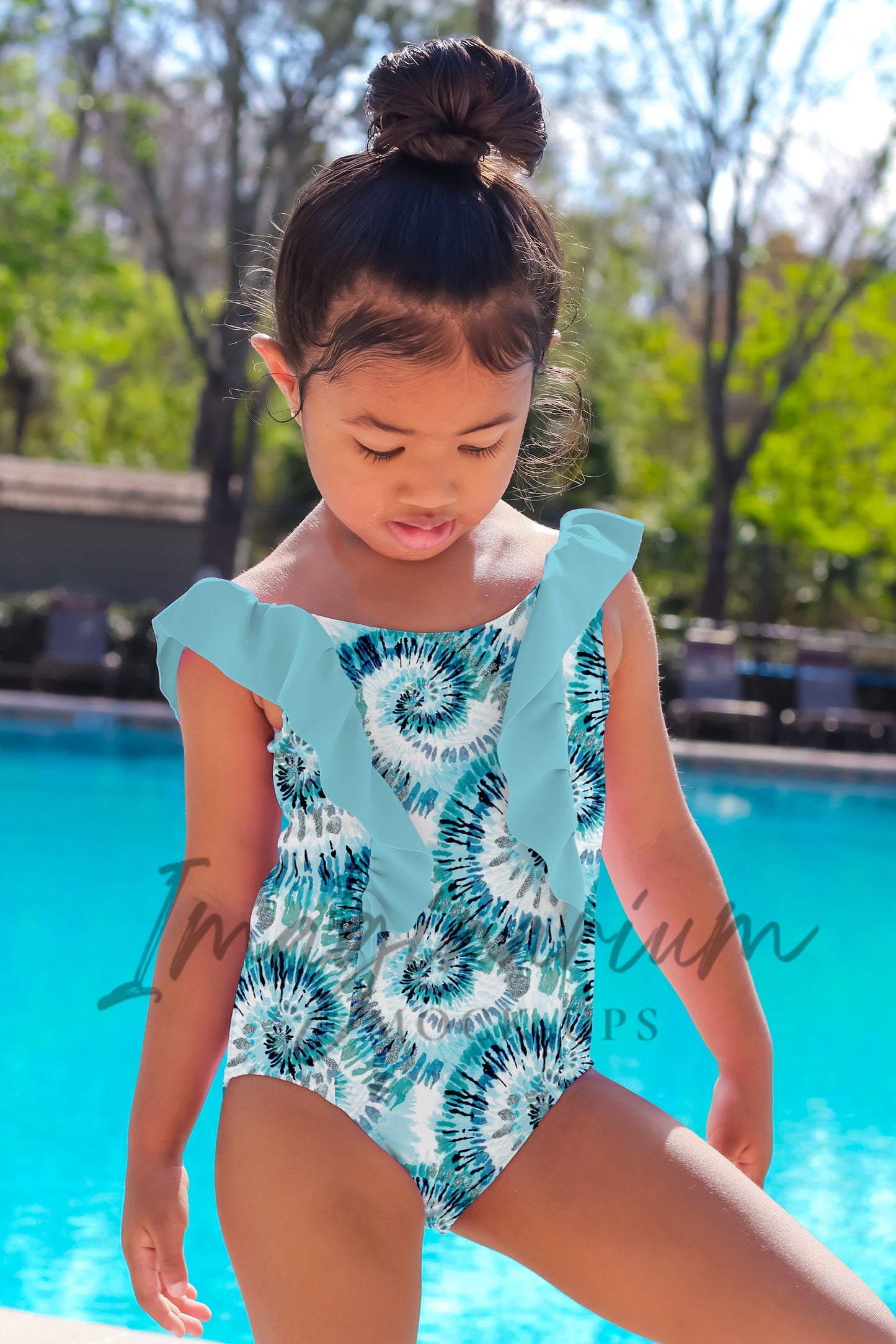 Modeled One Piece Ruffle Swimsuit Mock Up, Realistic Mockup for Photoshop and Procreate