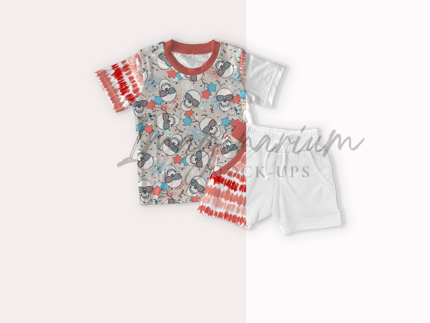 T-Shirt and Jogger Shorts Outfit Mock Up, Realistic Mockup by Photoshop and Procreate