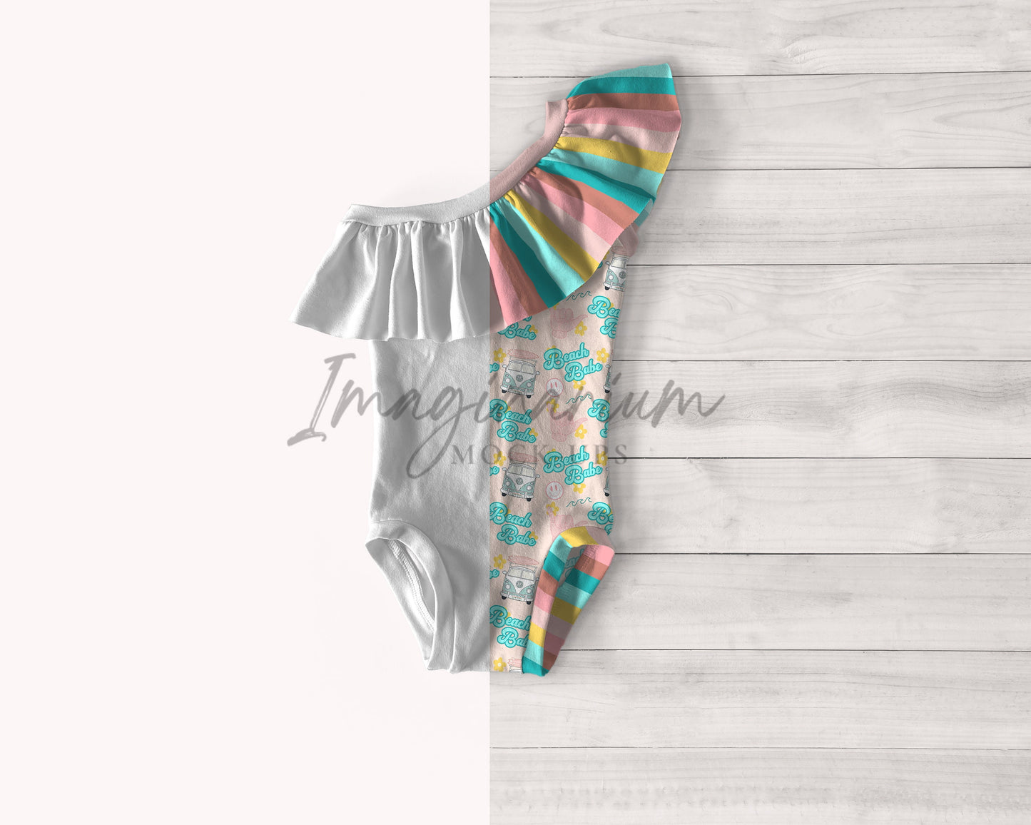 One Shoulder Ruffle Leotard Mock Up, Realistic Clothing Mockup for Photoshop and Procreate