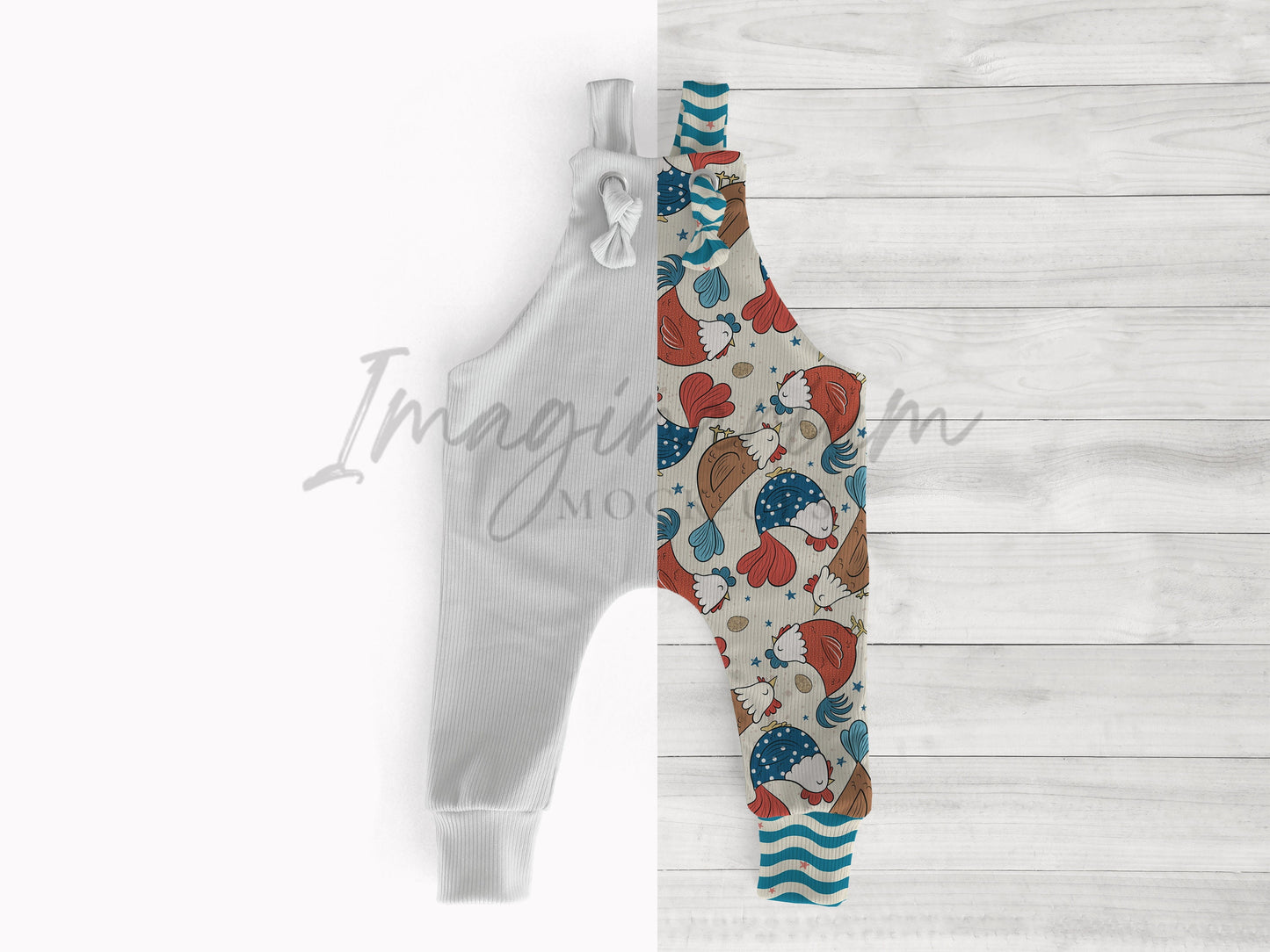 Ribbed Texture Knotted Overalls Pants Mock Up, Realistic Clothing Mockup for Photoshop and Procreate