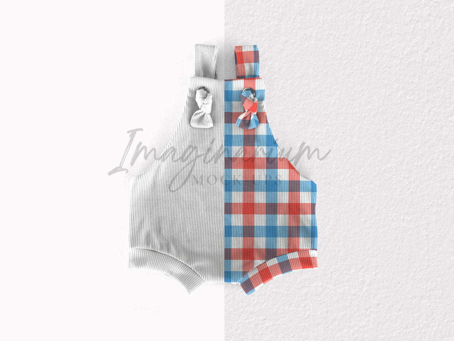 Knotted Overalls Ribbed Texture Shorties Mock Up, Realistic Clothing Mockup for Photoshop and Procreate
