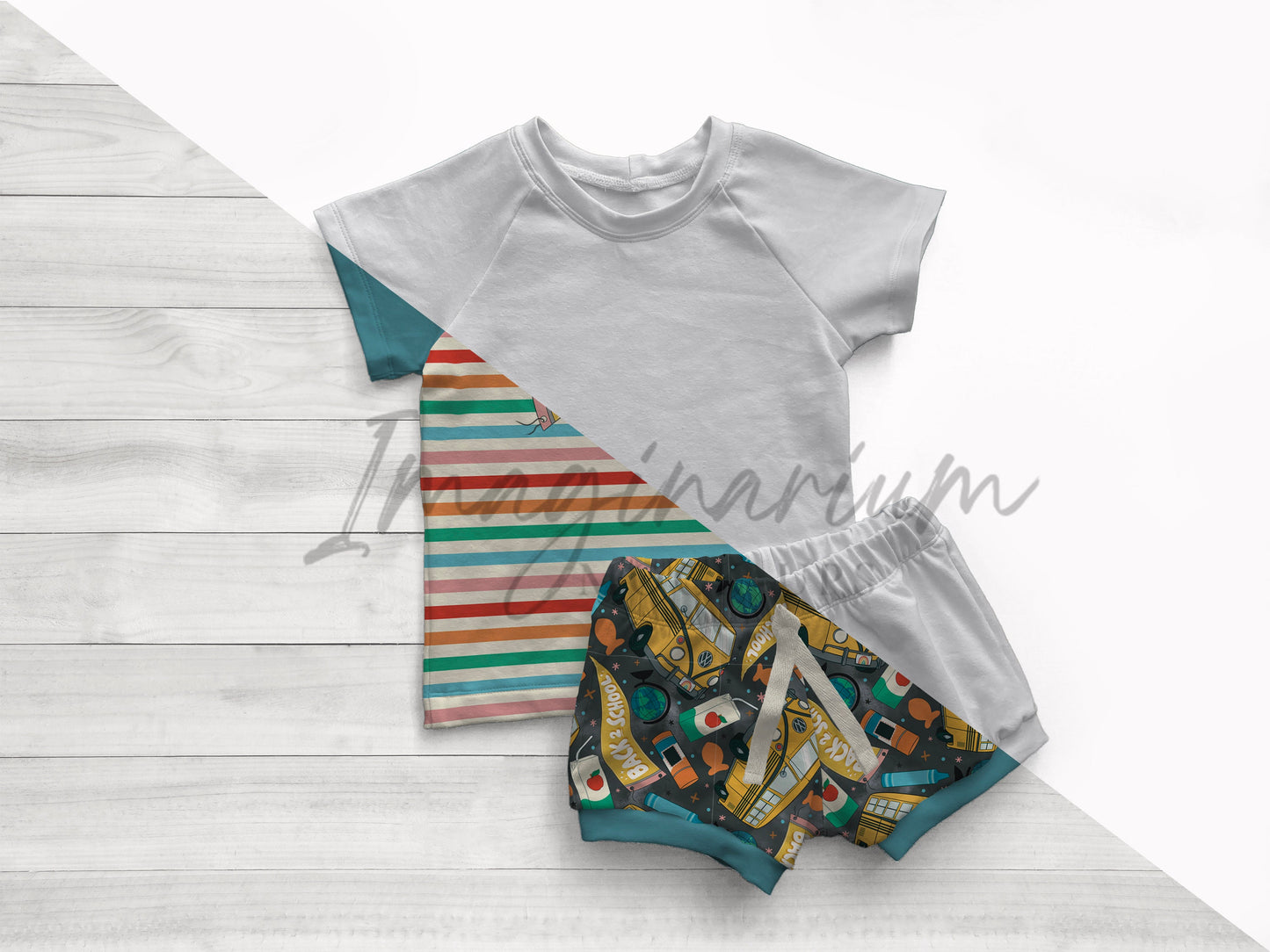 Raglan Top and Shorts Outfit Mock Up, Realistic Clothing Mockup for Photoshop and Procreate