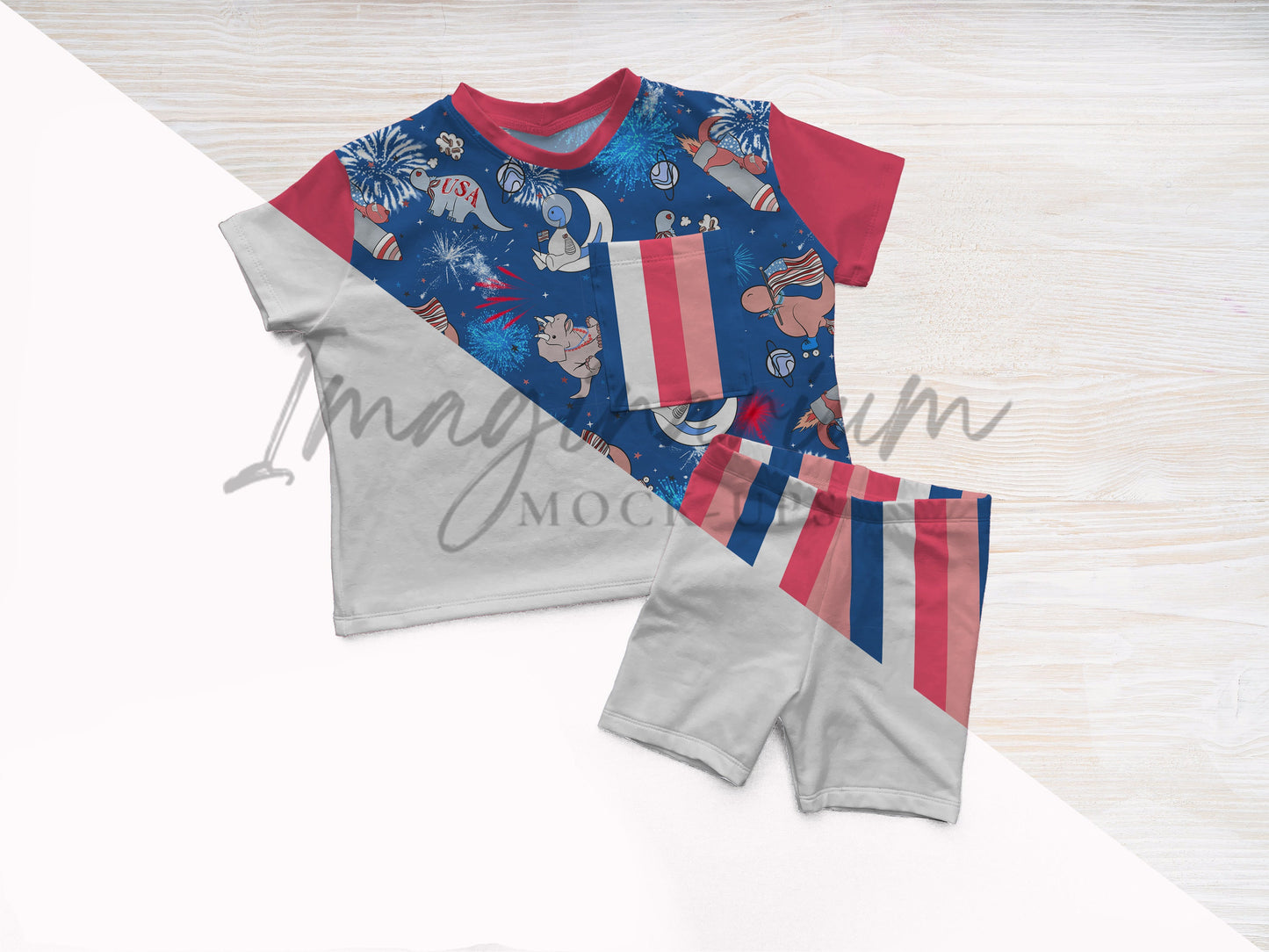 Boxy T-Shirt and Bike Shorts Outfit Mock Up, Styled Realistic Clothing Mockup for Photoshop and Procreate