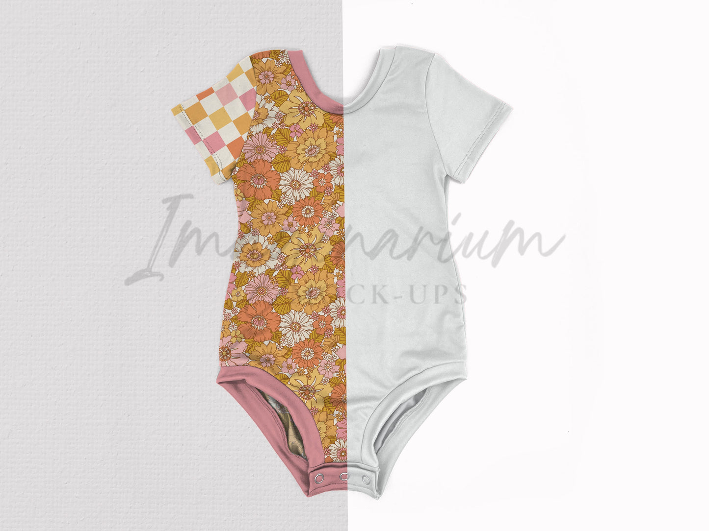 Short Sleeve Leotard with Snap Placket Mockup, Realistic Clothing Mock Up for Photoshop and Procreate