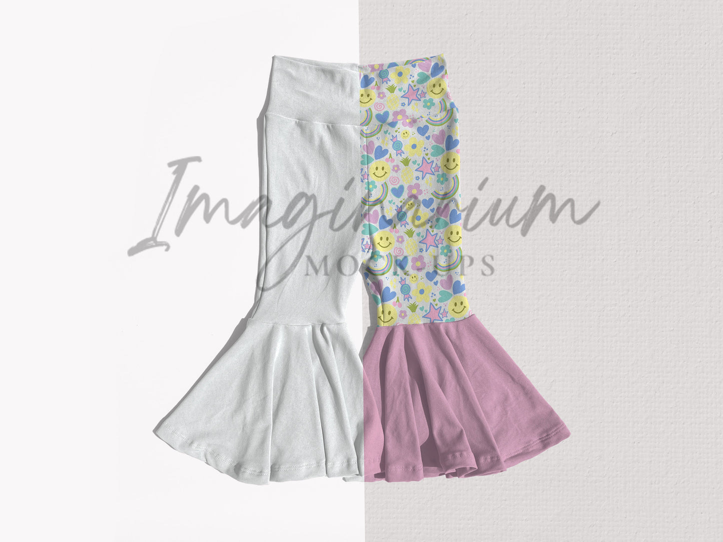 Yoga Waist Bell Bottoms Version 2 Mock Up, Realistic Pants Mockup for Photoshop and Procreate