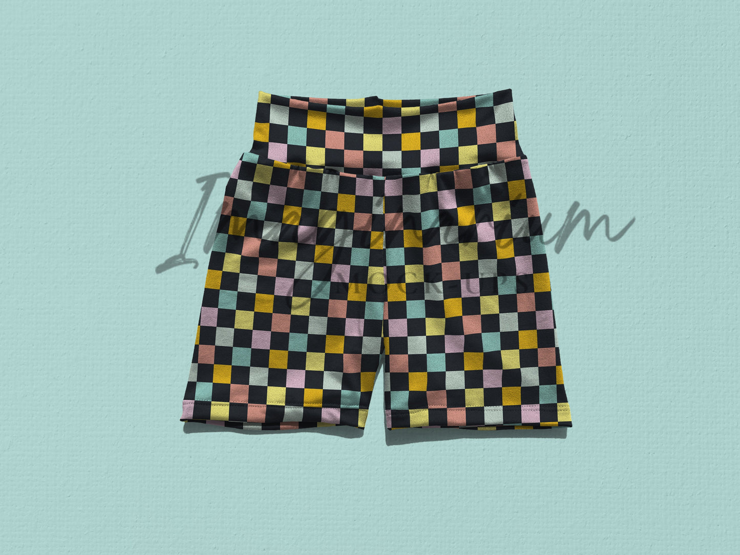 Yoga Waist Bike Shorts Mock Up, Realistic Clothing Mockup for Photoshop and Procreate