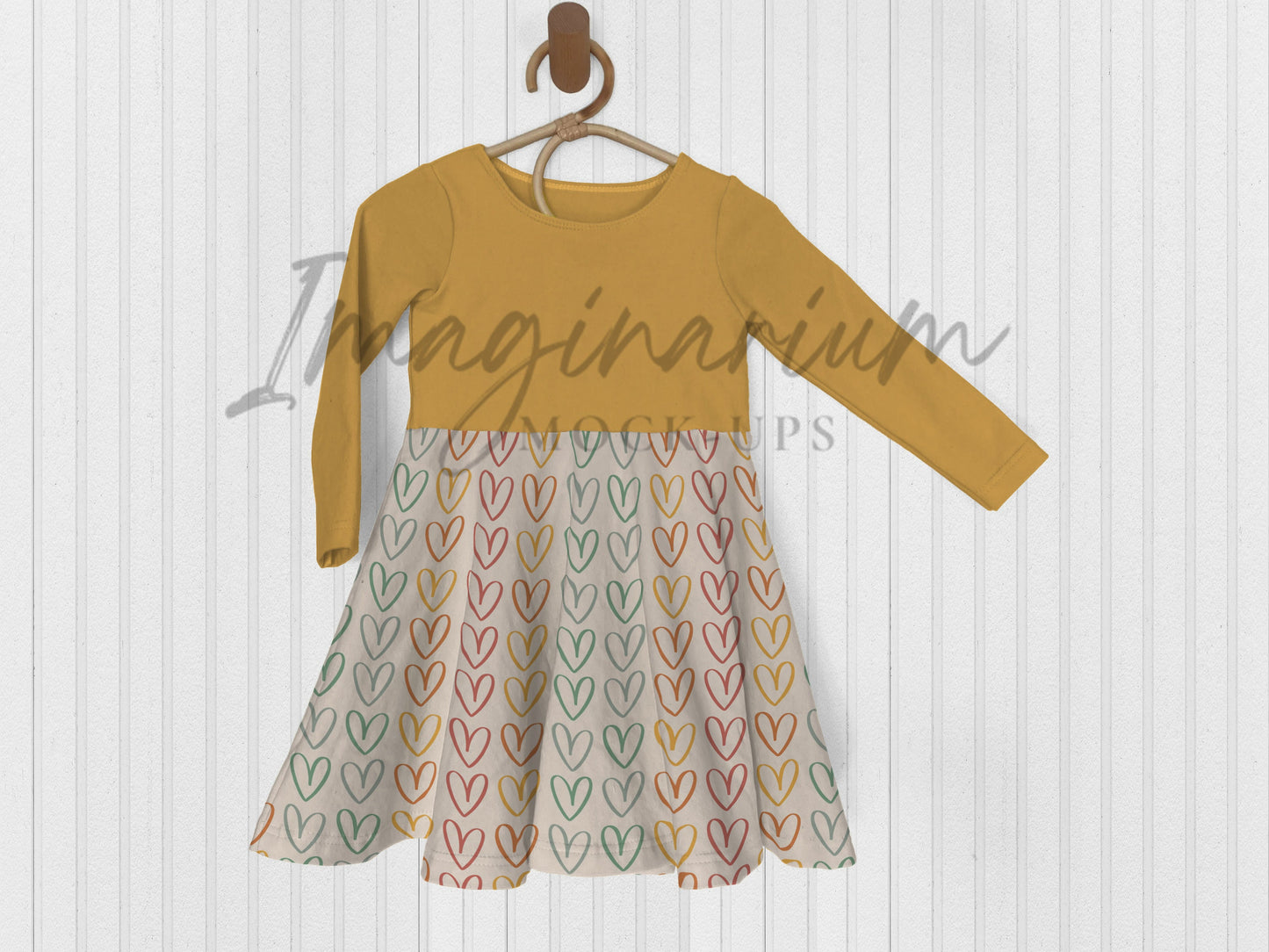 Long Sleeve Circle Skirt Dress Mock Up, Realistic Clothing Mockup for Photoshop and Procreate
