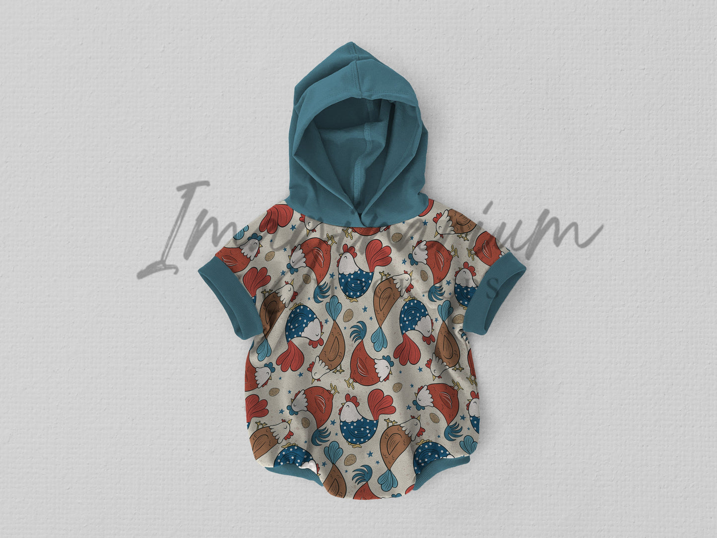 Short Sleeve Hooded Sweater Romper Mockup, Realistic Clothing Mock Up for Photoshop and Procreate