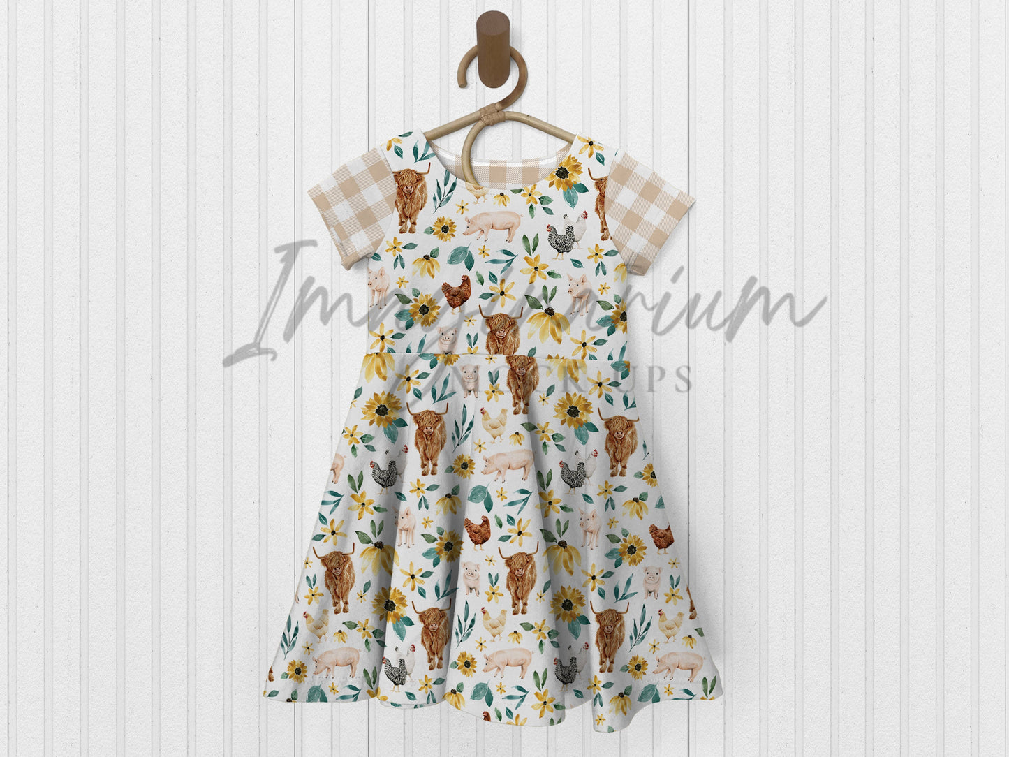 Short Sleeve Circle Skirt Dress Mock Up, Realistic Mockup for Photoshop and Procreate