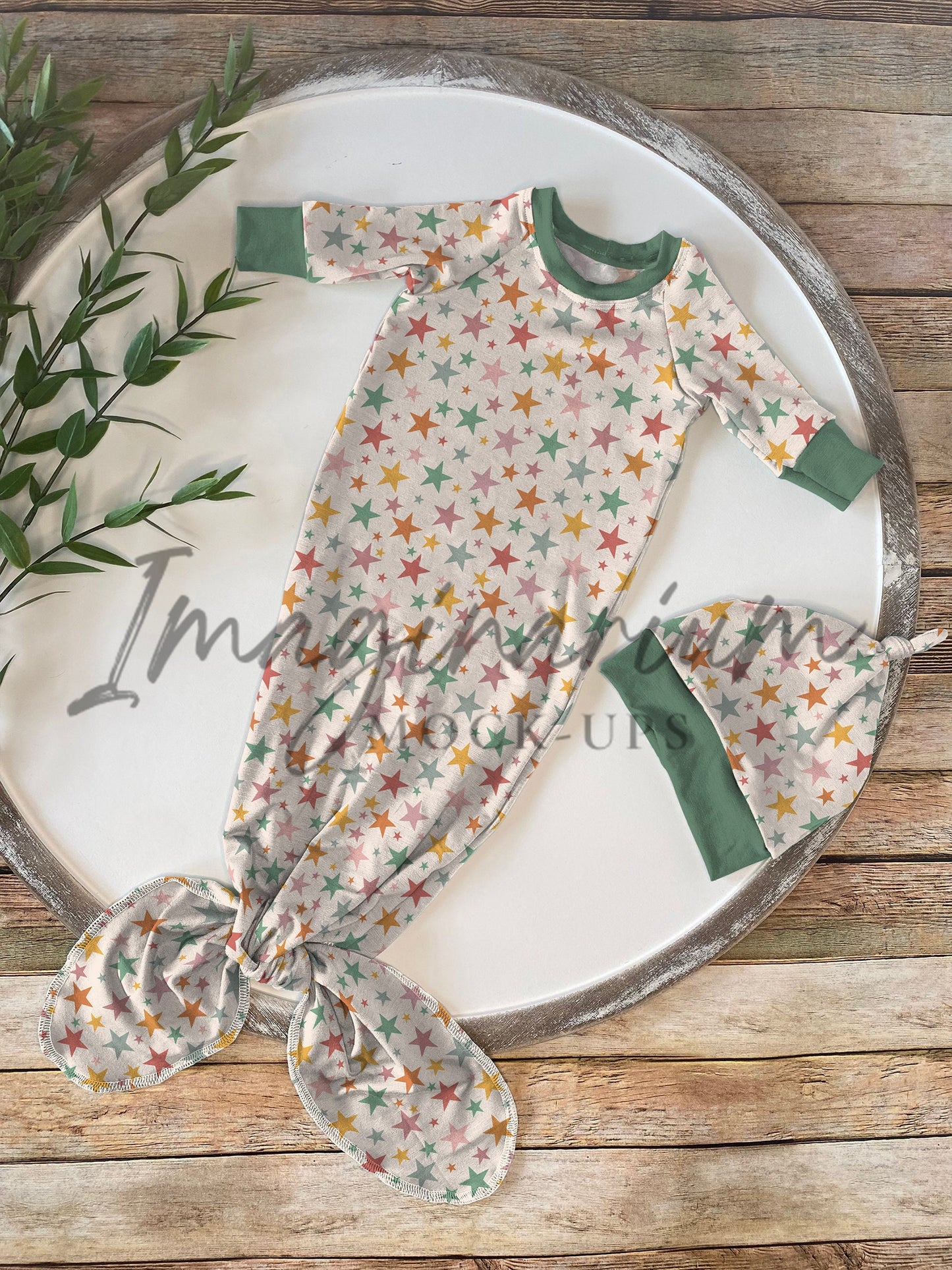 Baby Knotted Gown and Hat Mock Up, Realistic Mockup for Photoshop and Procreate